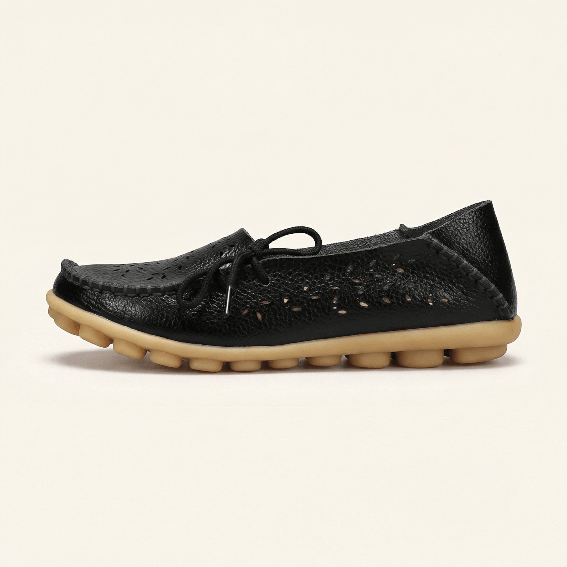 Mocassin Femme Perforé avec Lacets et Picots