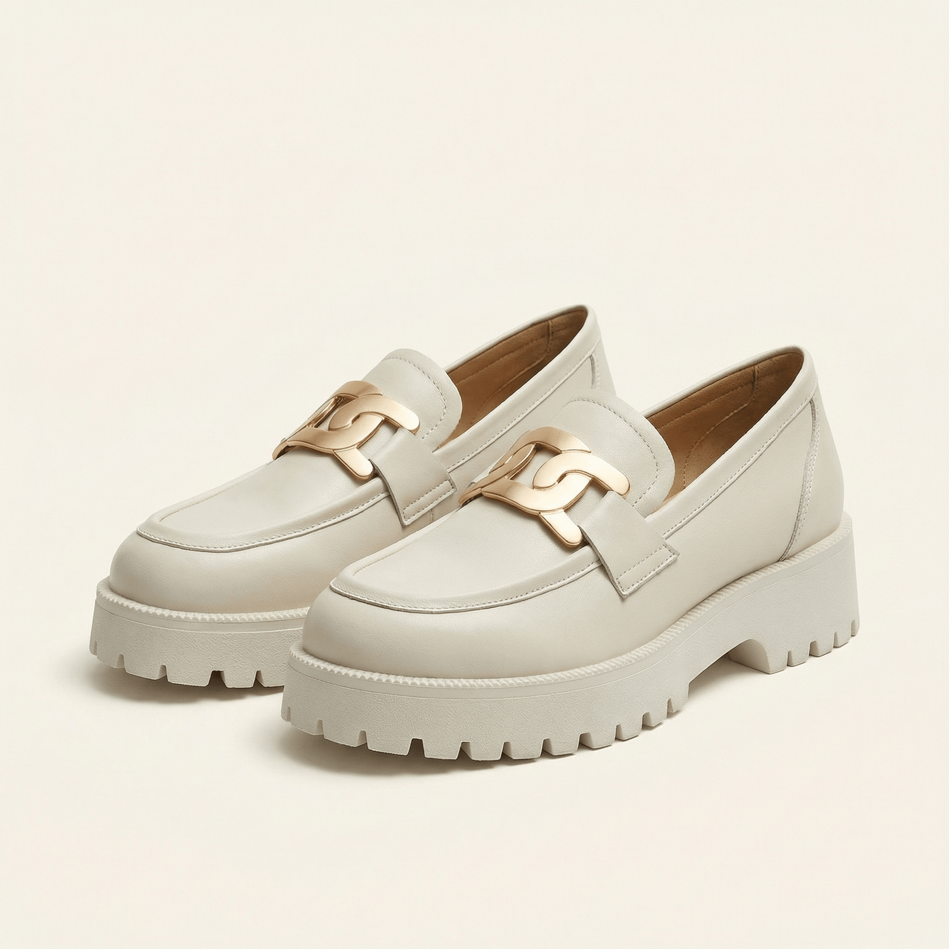 Mocassin Femme Plateforme à Mors Métallique