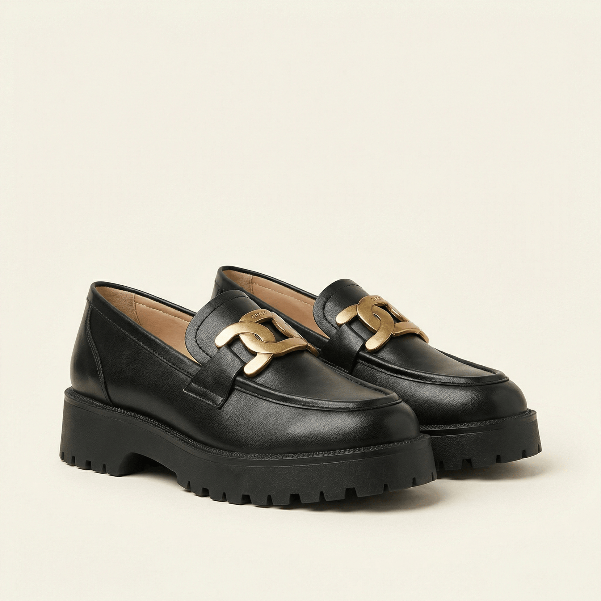 Mocassin Femme Plateforme à Mors Métallique
