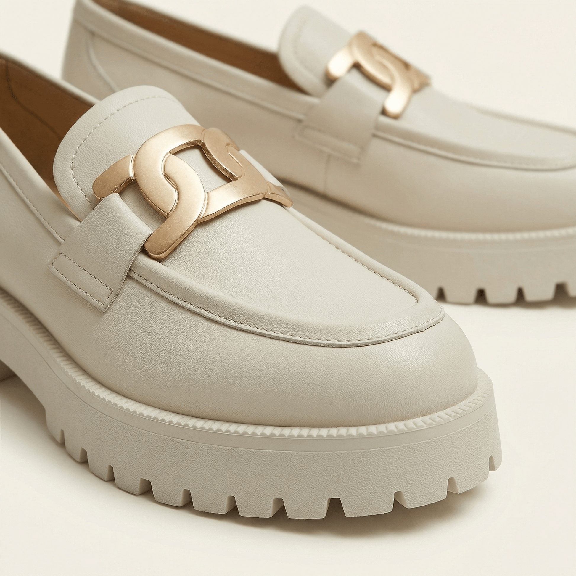 Mocassin Femme Plateforme à Mors Métallique