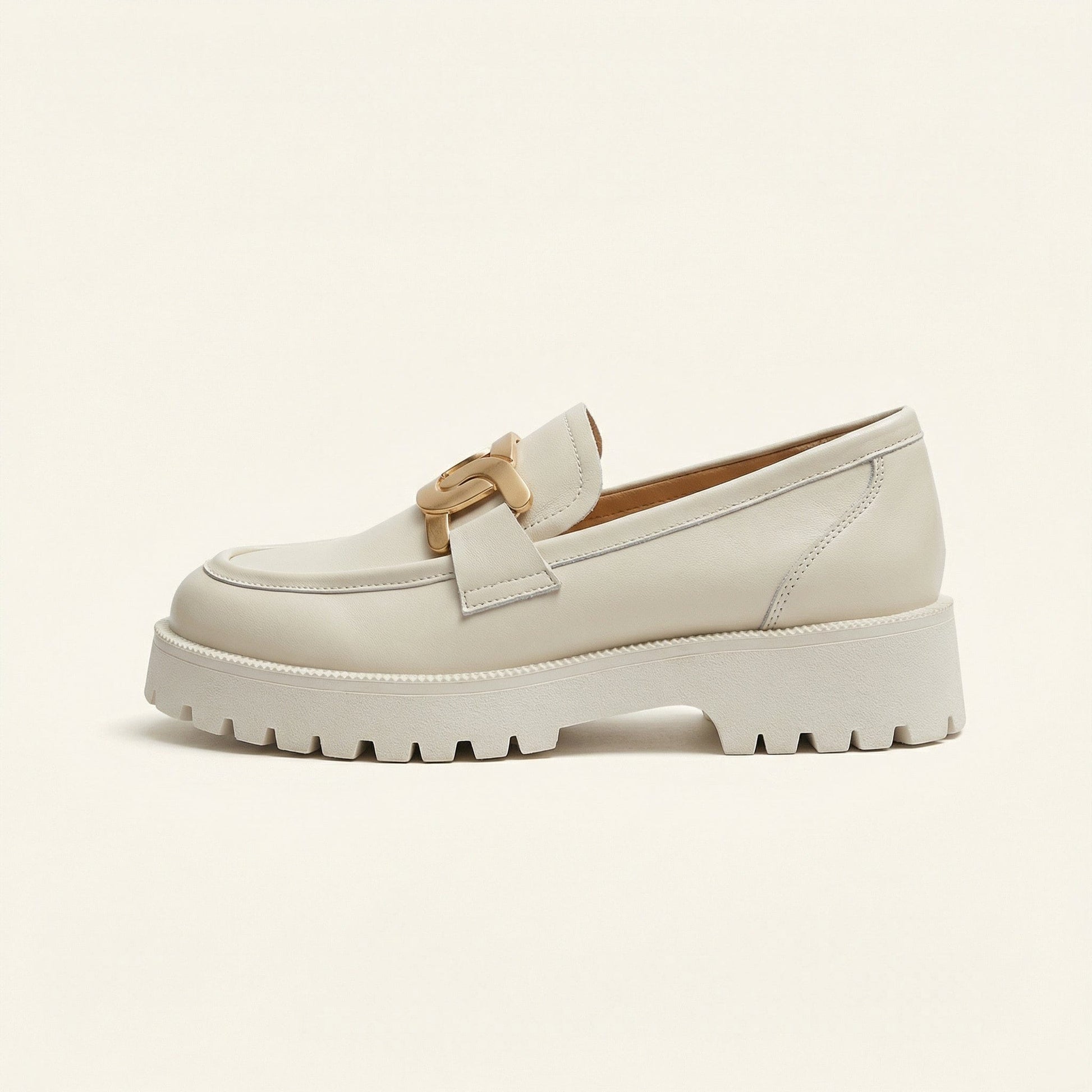 Mocassin Femme Plateforme à Mors Métallique