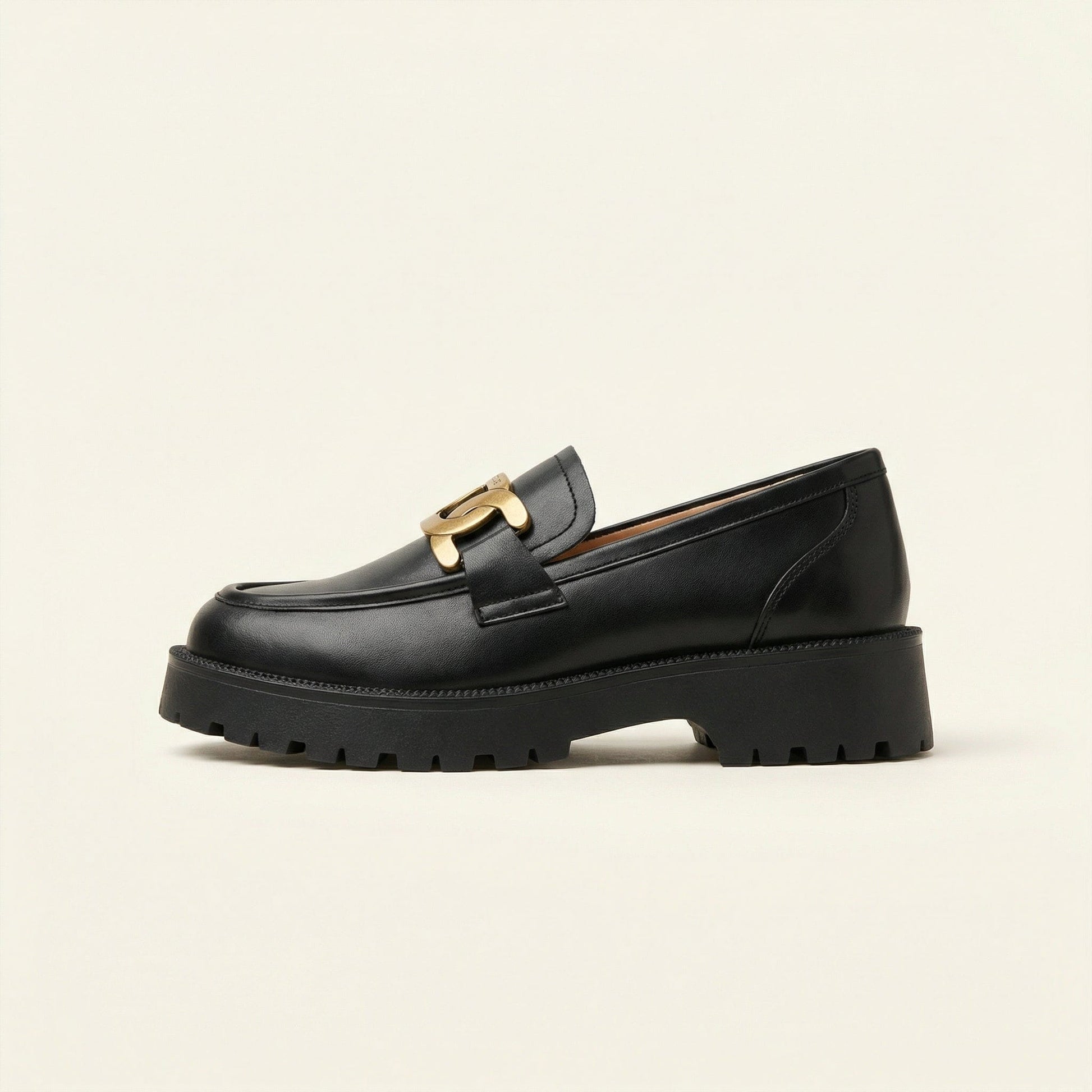 Mocassin Femme Plateforme à Mors Métallique