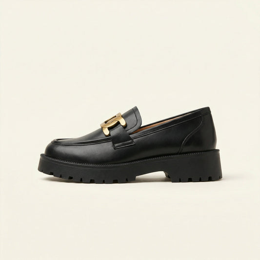 Mocassin Femme Plateforme à Mors Métallique