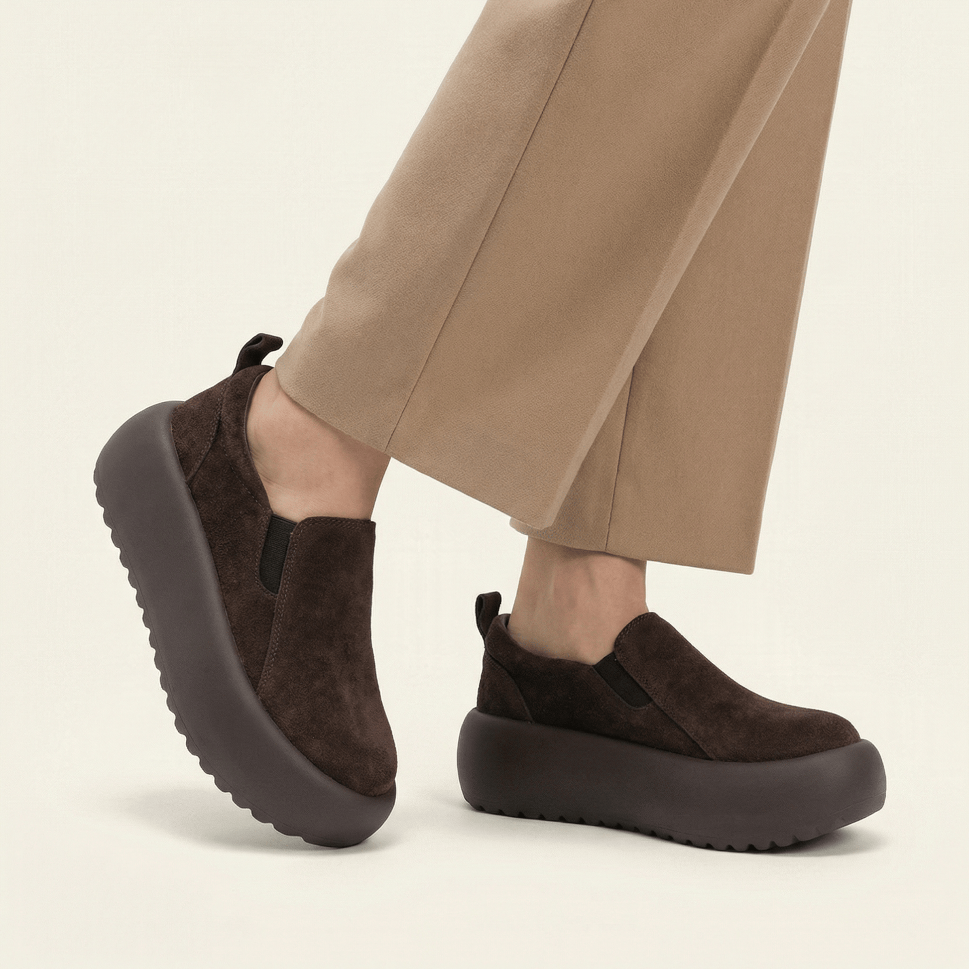 Mocassin Femme Plateforme en Velours