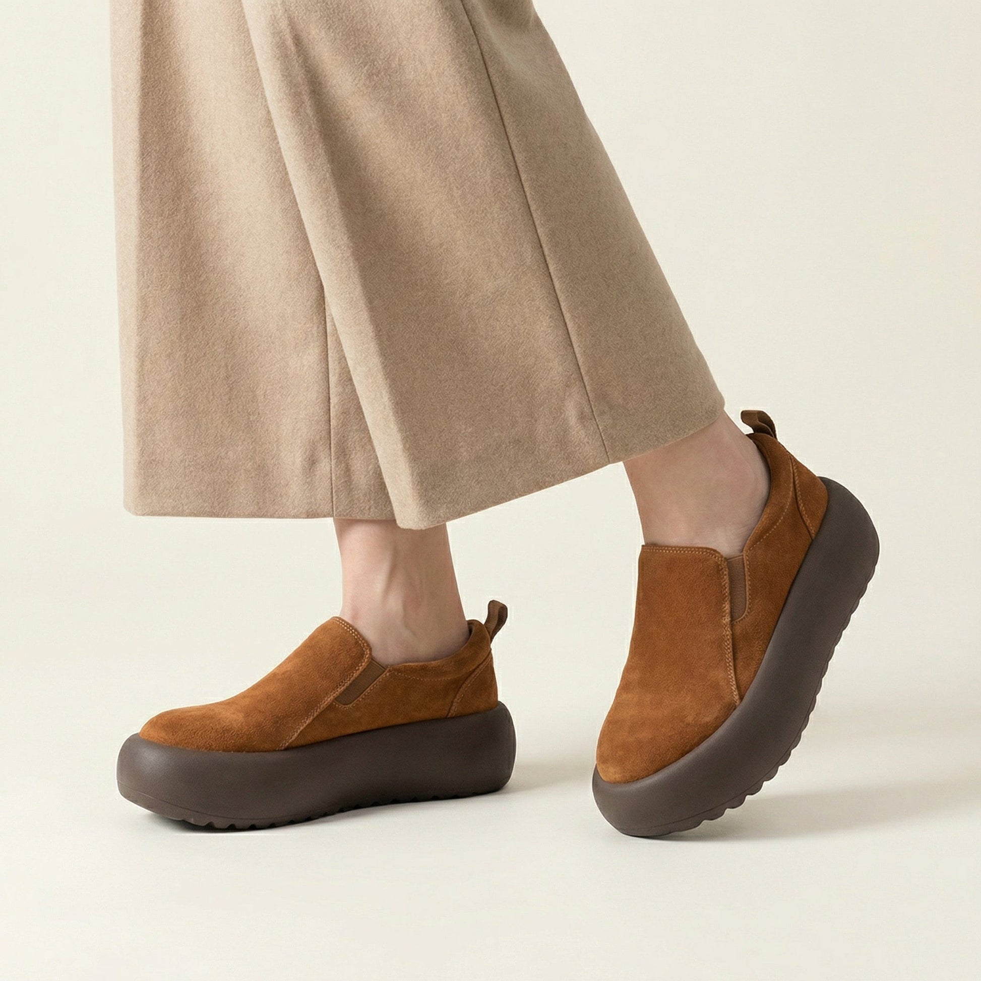 Mocassin Femme Plateforme en Velours