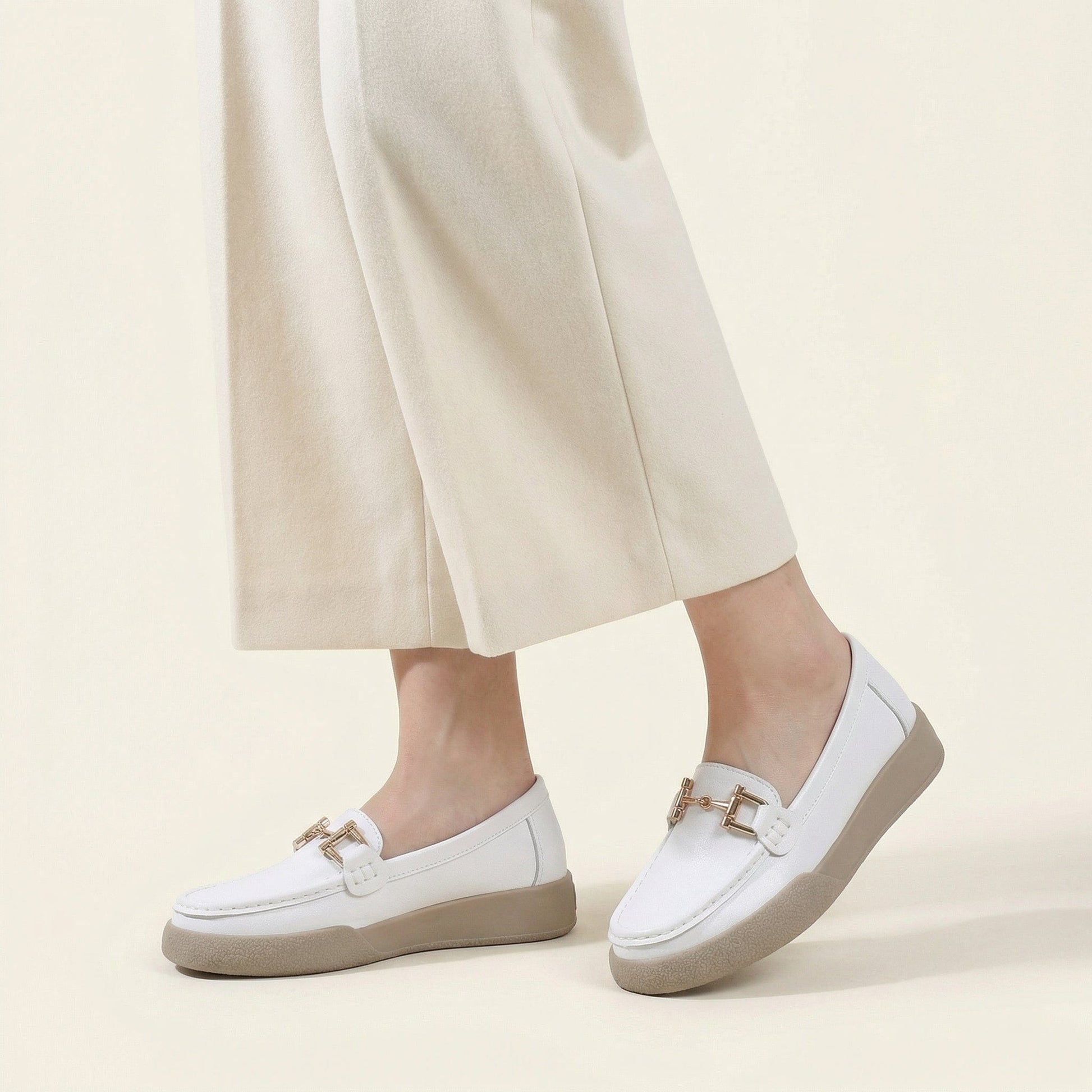 Mocassin Femme Uni à Mors en Cuir