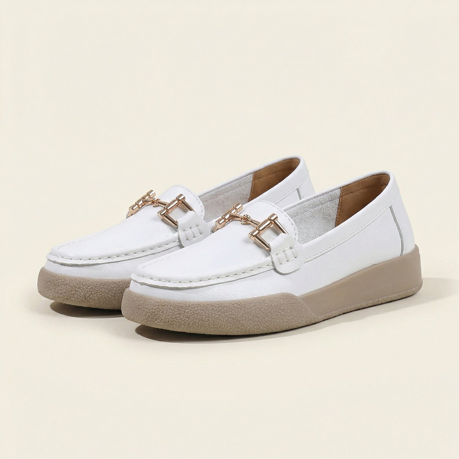 Mocassin Femme Uni à Mors en Cuir