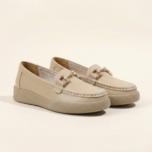 Mocassin Femme Uni à Mors en Cuir