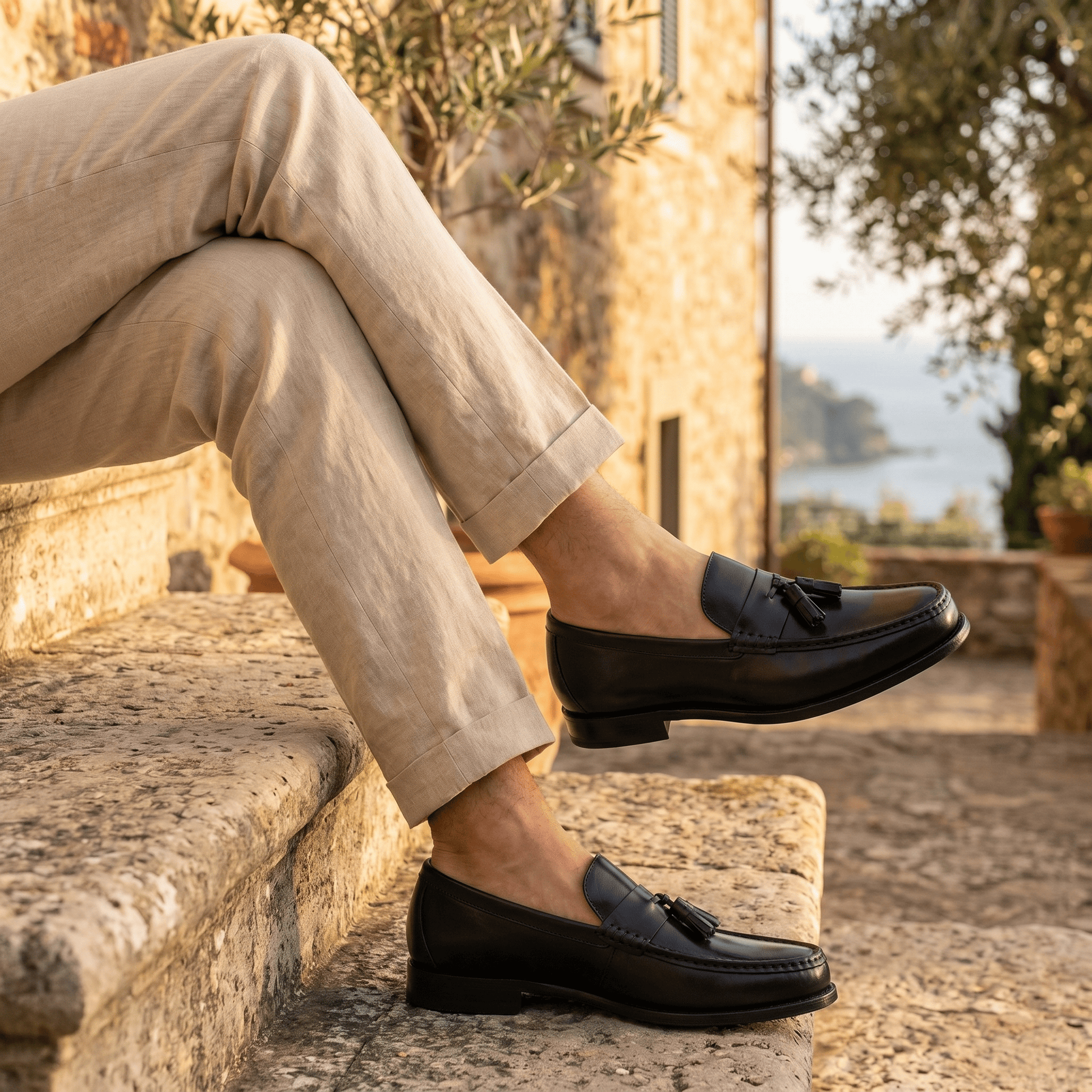 Mocassin Habillé à Glands en Cuir Lisse