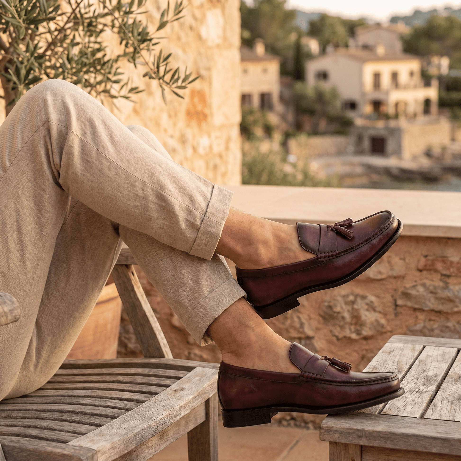 Mocassin Habillé à Glands en Cuir Lisse