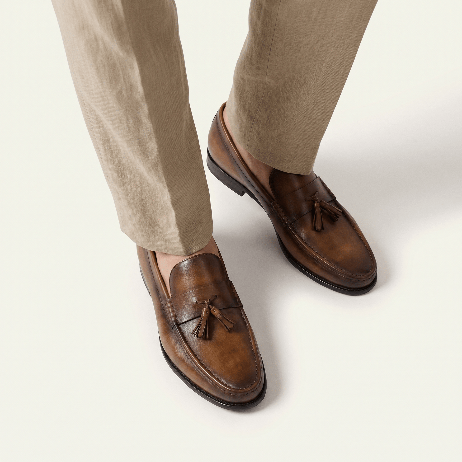Mocassin Habillé à Glands en Cuir Lisse