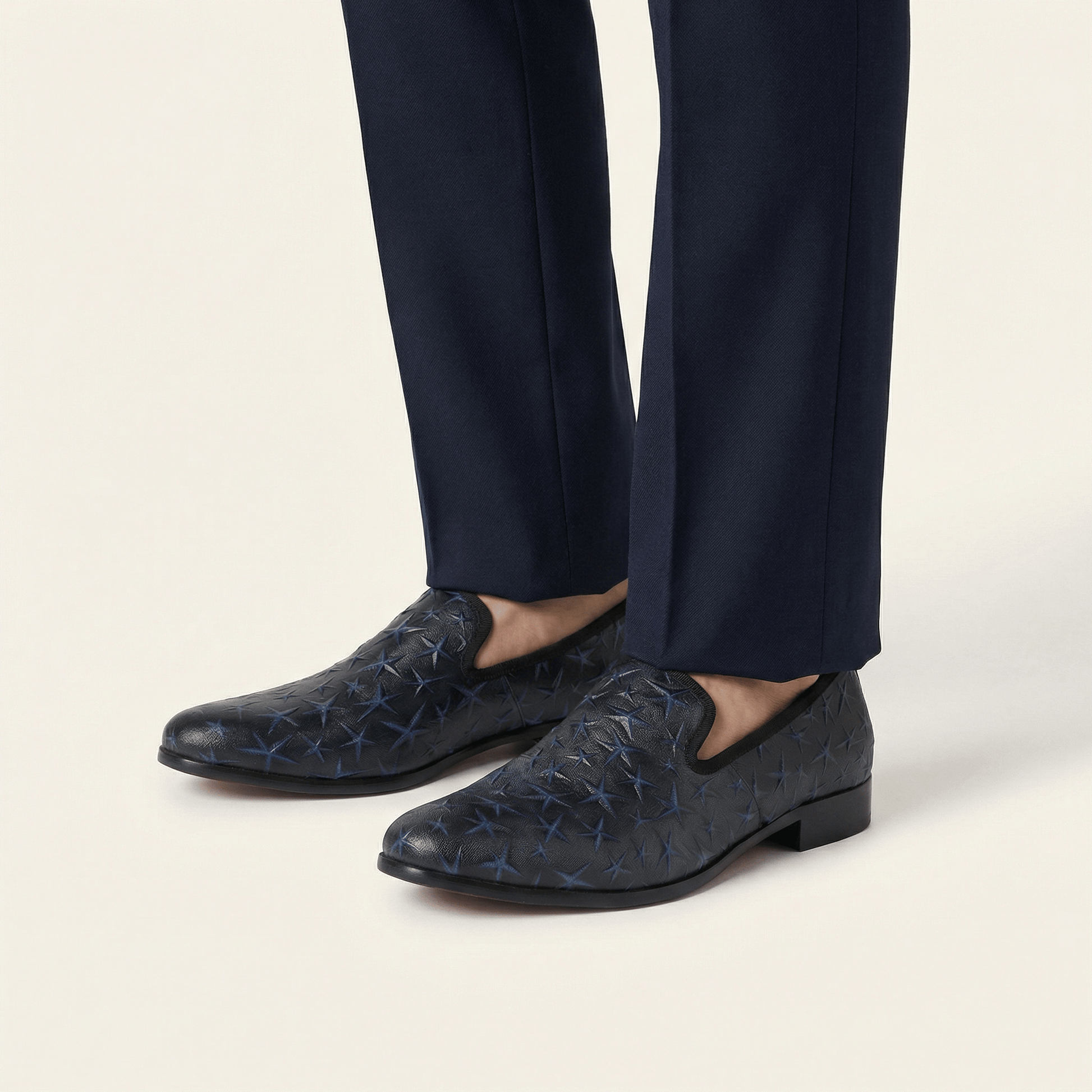 Mocassin Habillé Homme en Cuir Embossé à Motif Étoiles