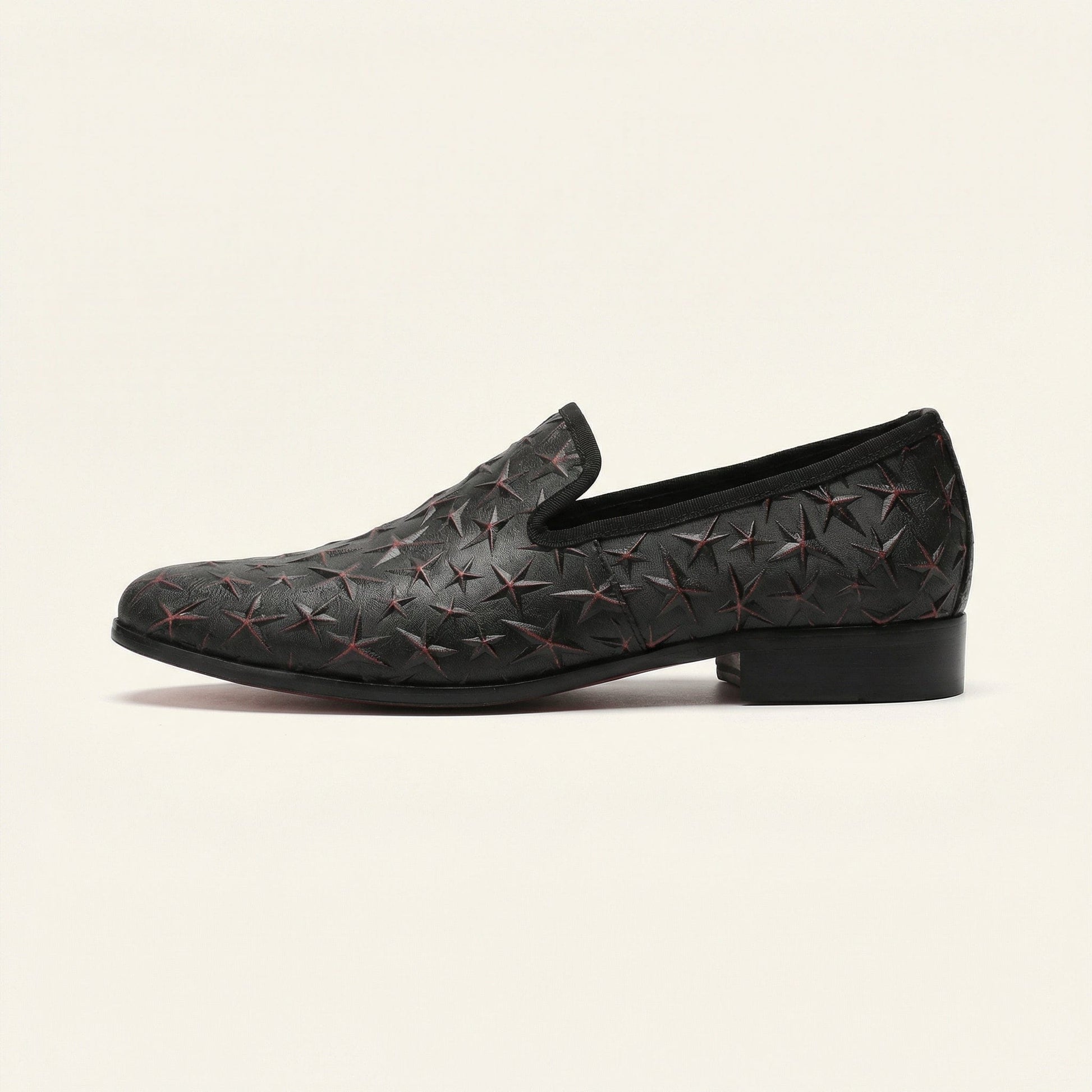 Mocassin Habillé Homme en Cuir Embossé à Motif Étoiles