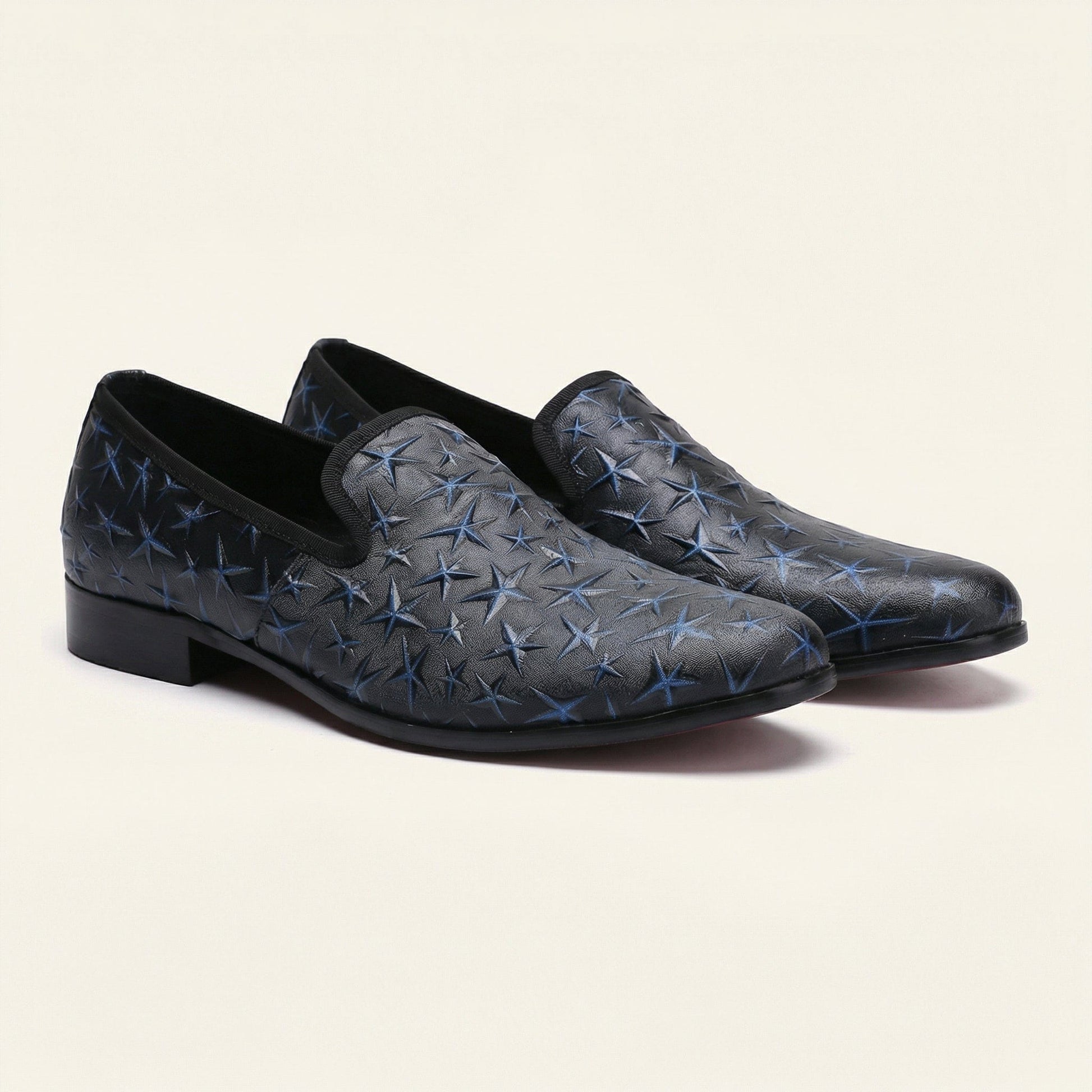 Mocassin Habillé Homme en Cuir Embossé à Motif Étoiles