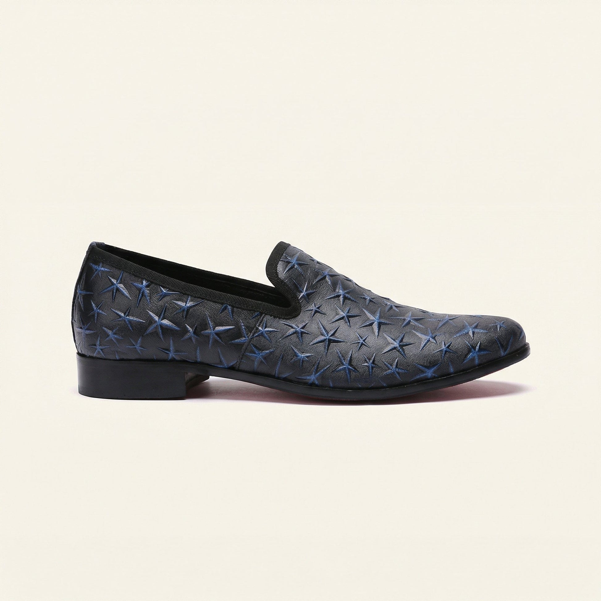 Mocassin Habillé Homme en Cuir Embossé à Motif Étoiles