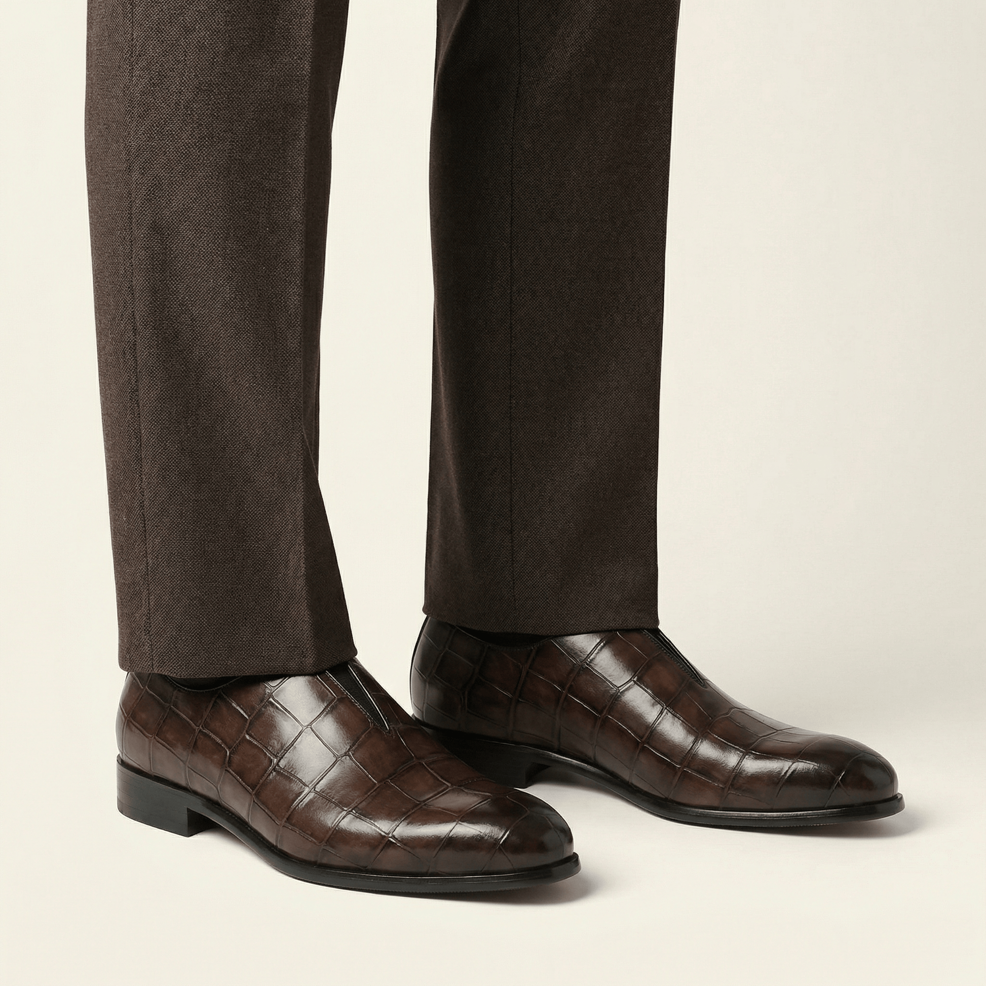Mocassin Habille Slip-on Effet Crocodile