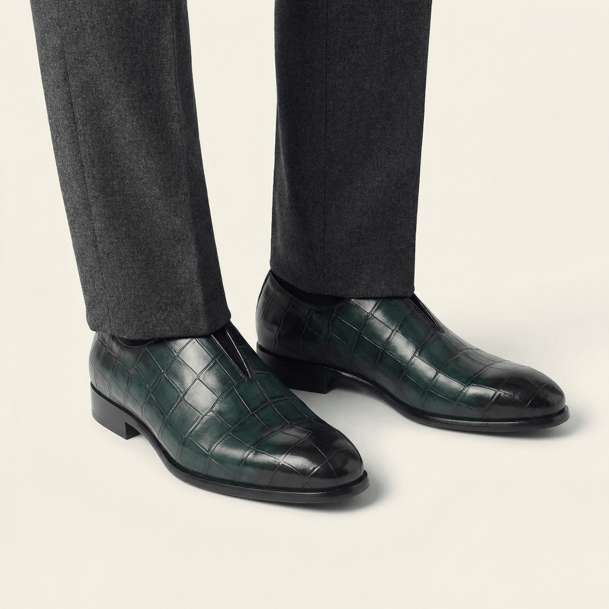 Mocassin Habille Slip-on Effet Crocodile