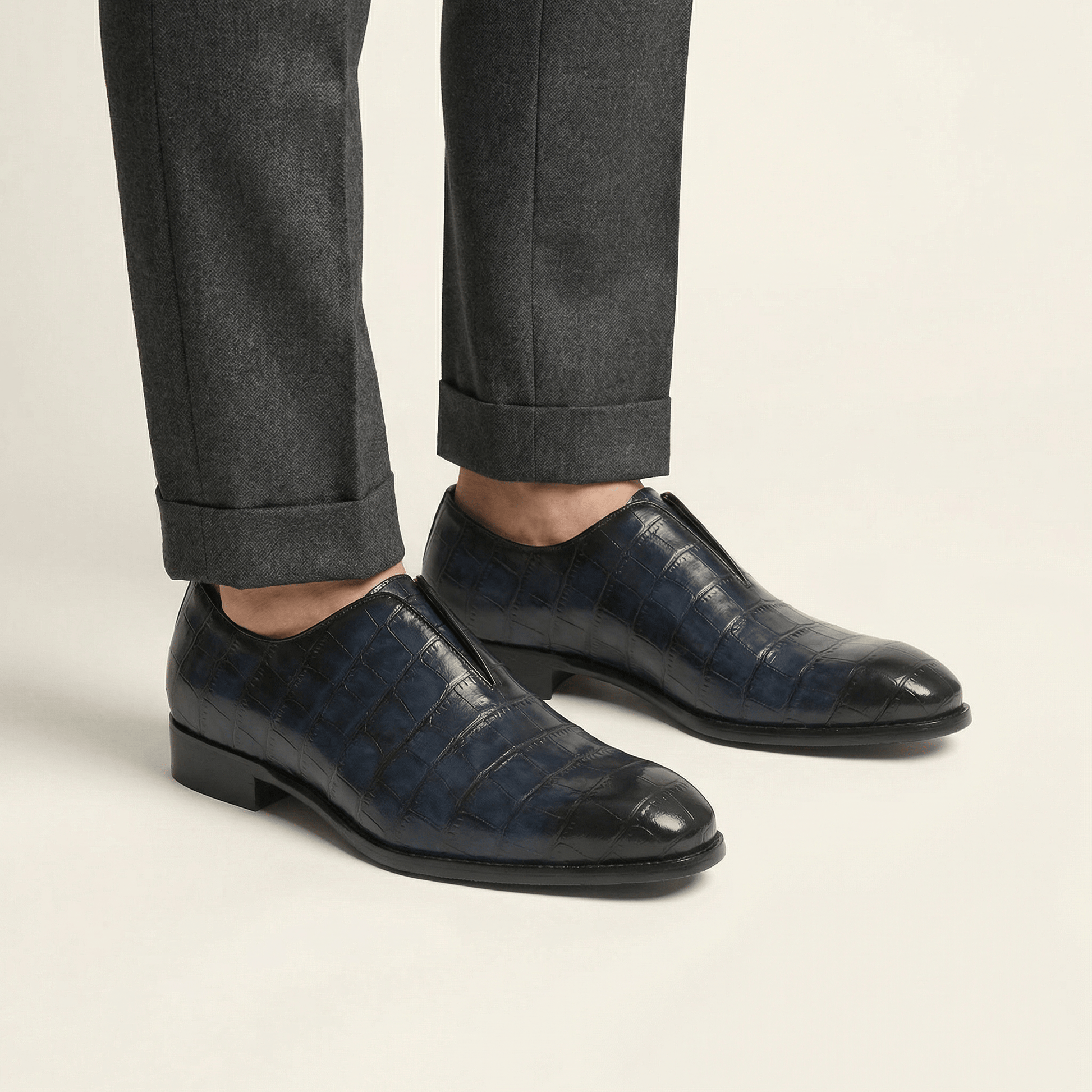 Mocassin Habille Slip-on Effet Crocodile