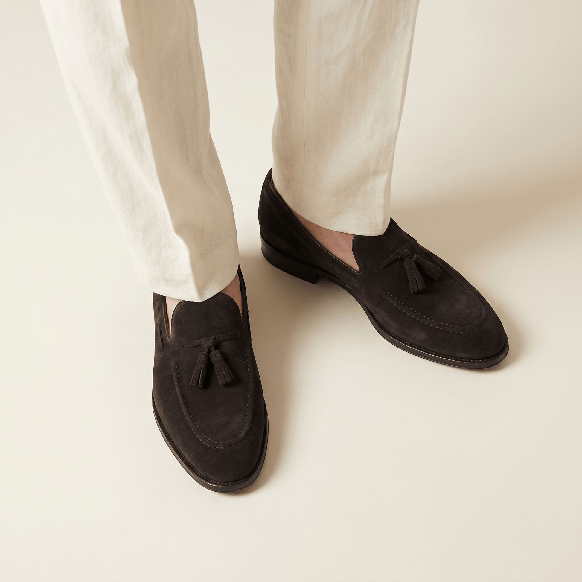 Mocassin Homme à Gland en Cuir Suédé avec Talon