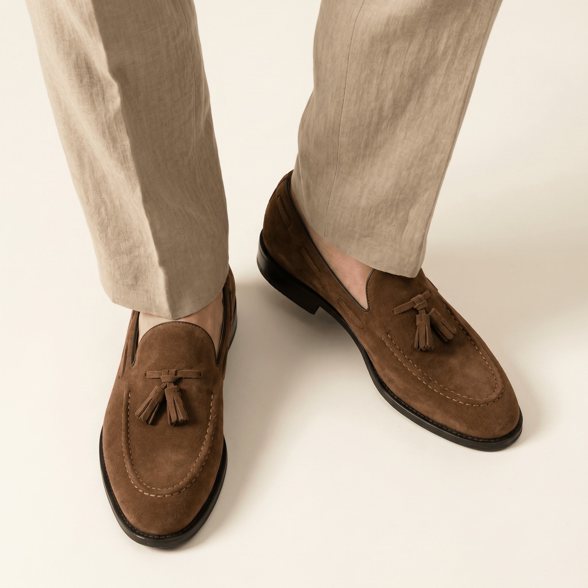 Mocassin Homme à Gland en Cuir Suédé avec Talon
