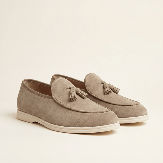Mocassin Homme à Glands en Suédé Semelle Blanche
