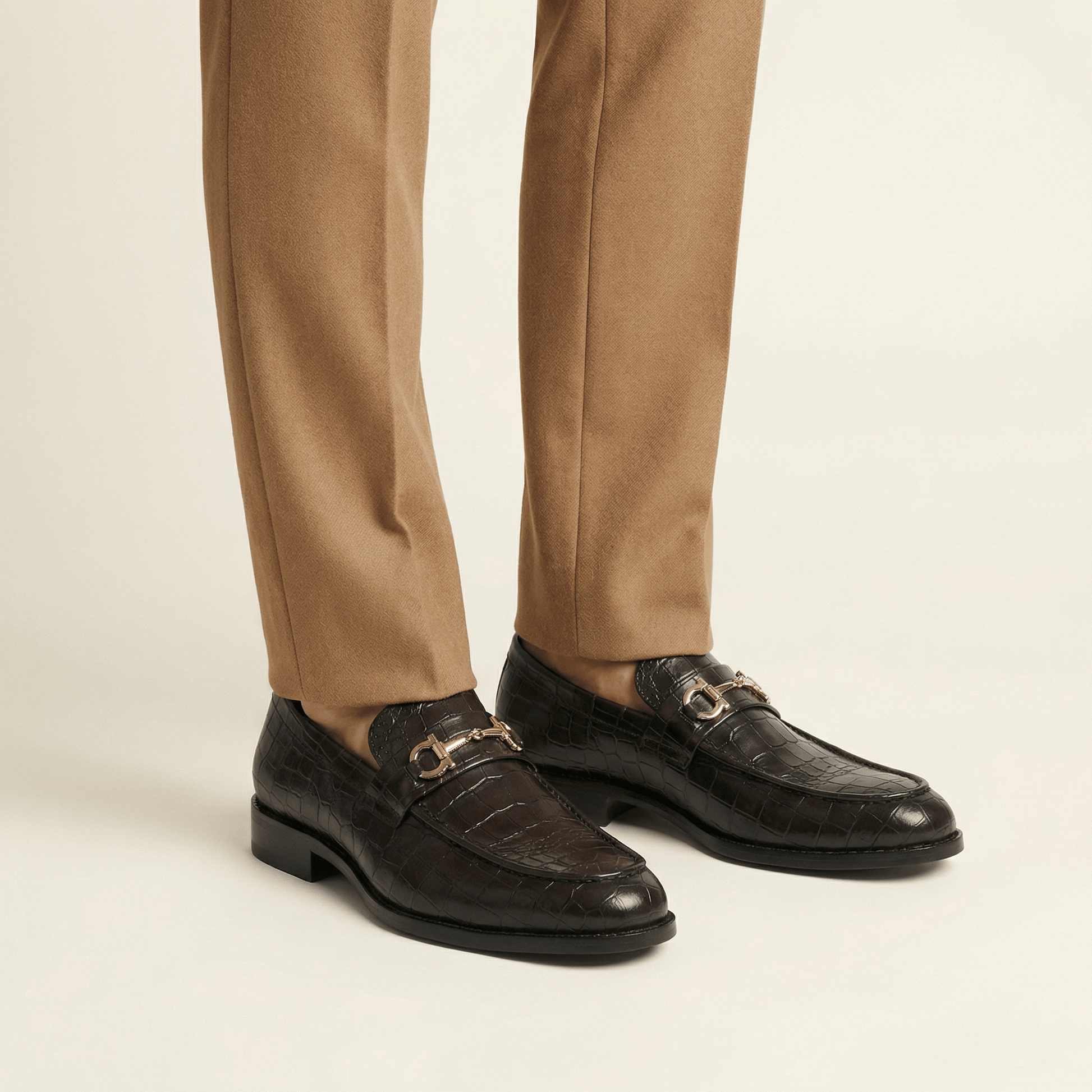 Mocassin Homme à Mors en Cuir Croco