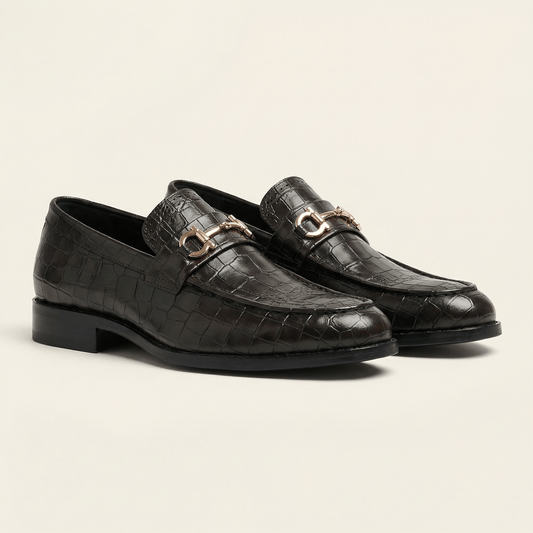 Mocassin Homme à Mors en Cuir Croco