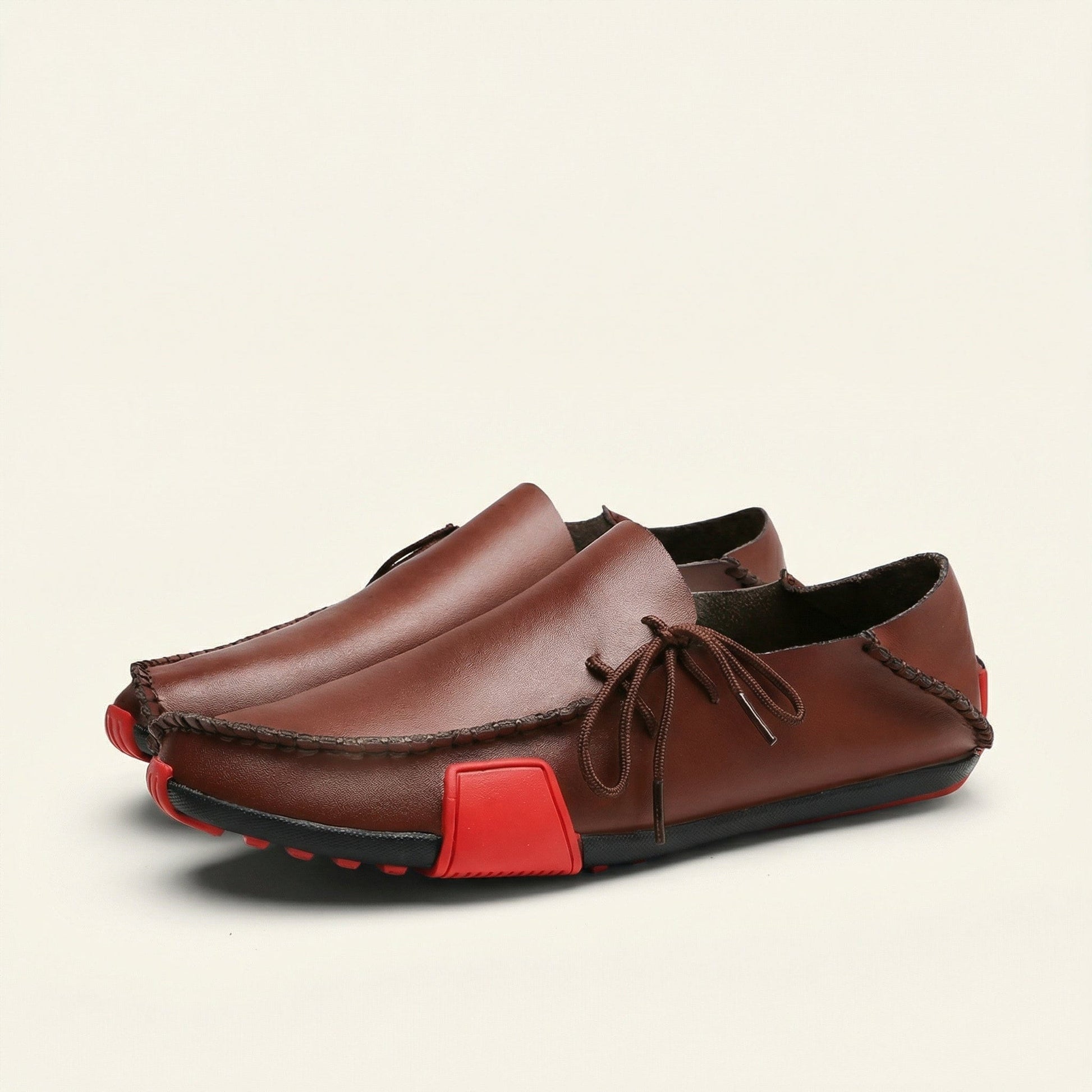Mocassin Homme à Picots en Cuir Tricolore avec Lacets