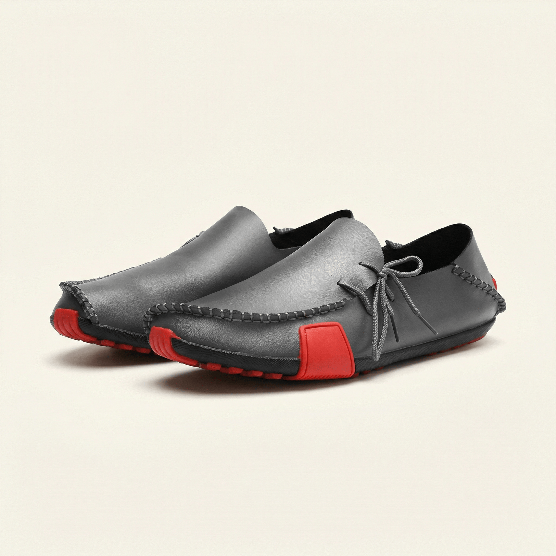 Mocassin Homme à Picots en Cuir Tricolore avec Lacets