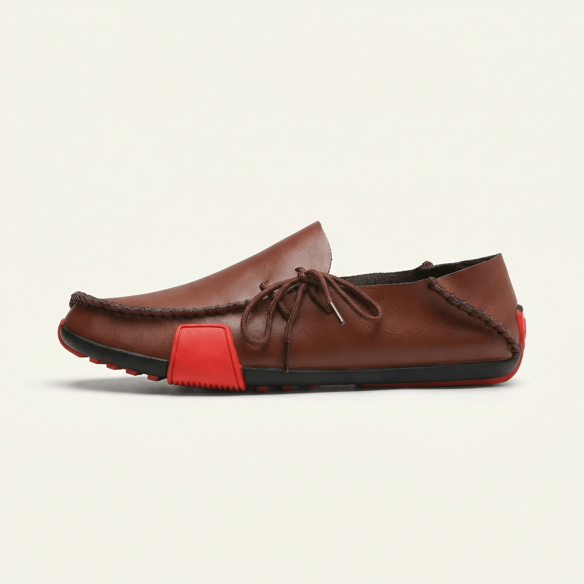 Mocassin Homme à Picots en Cuir Tricolore avec Lacets