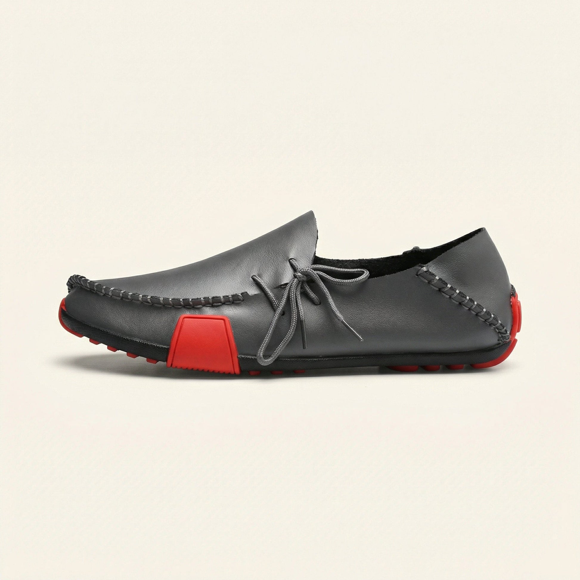 Mocassin Homme à Picots en Cuir Tricolore avec Lacets