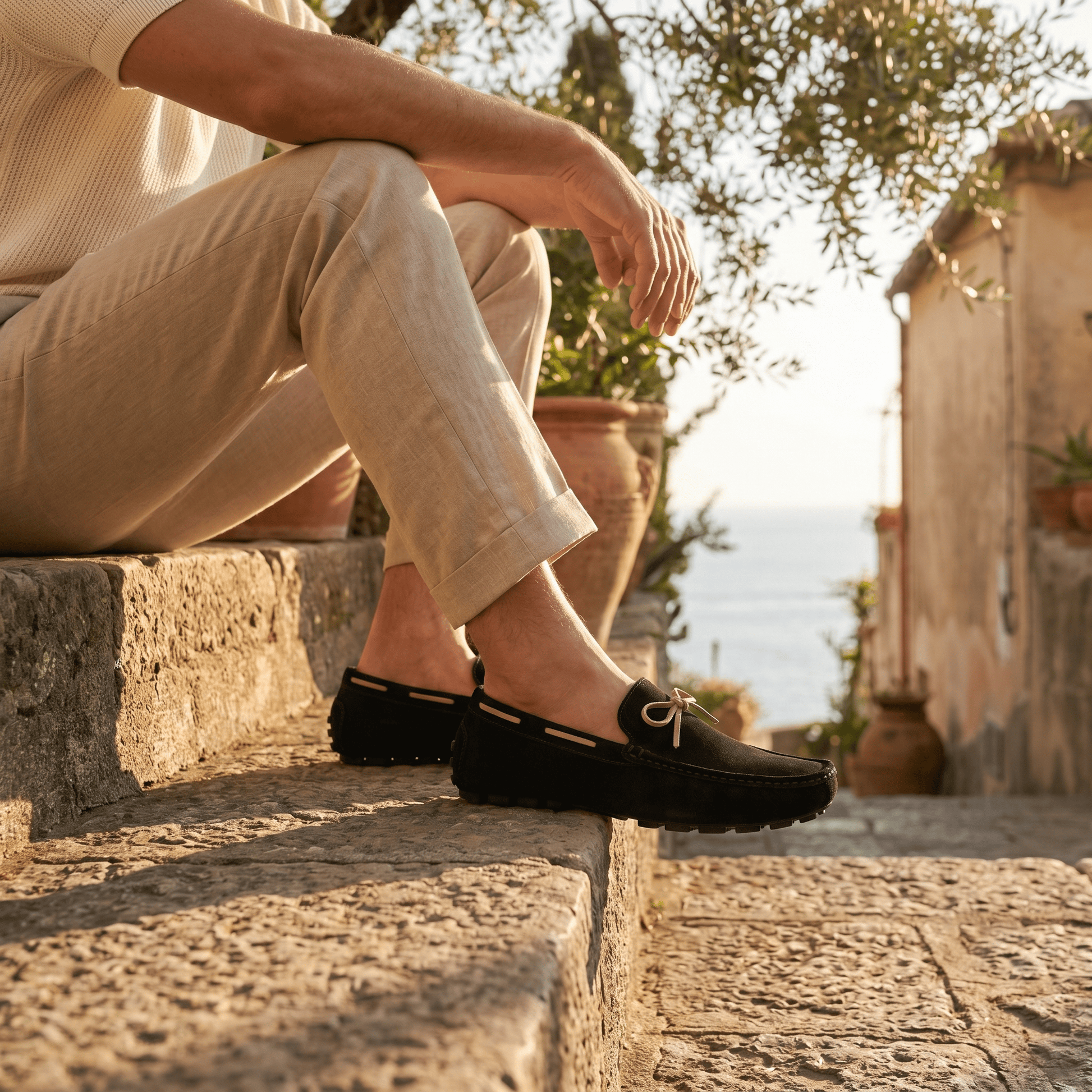 Mocassin Homme Classique de Conduite à Nœud