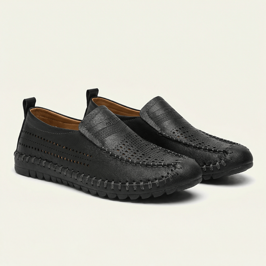 Mocassin Homme de Conduite en Cuir Perforé Souple