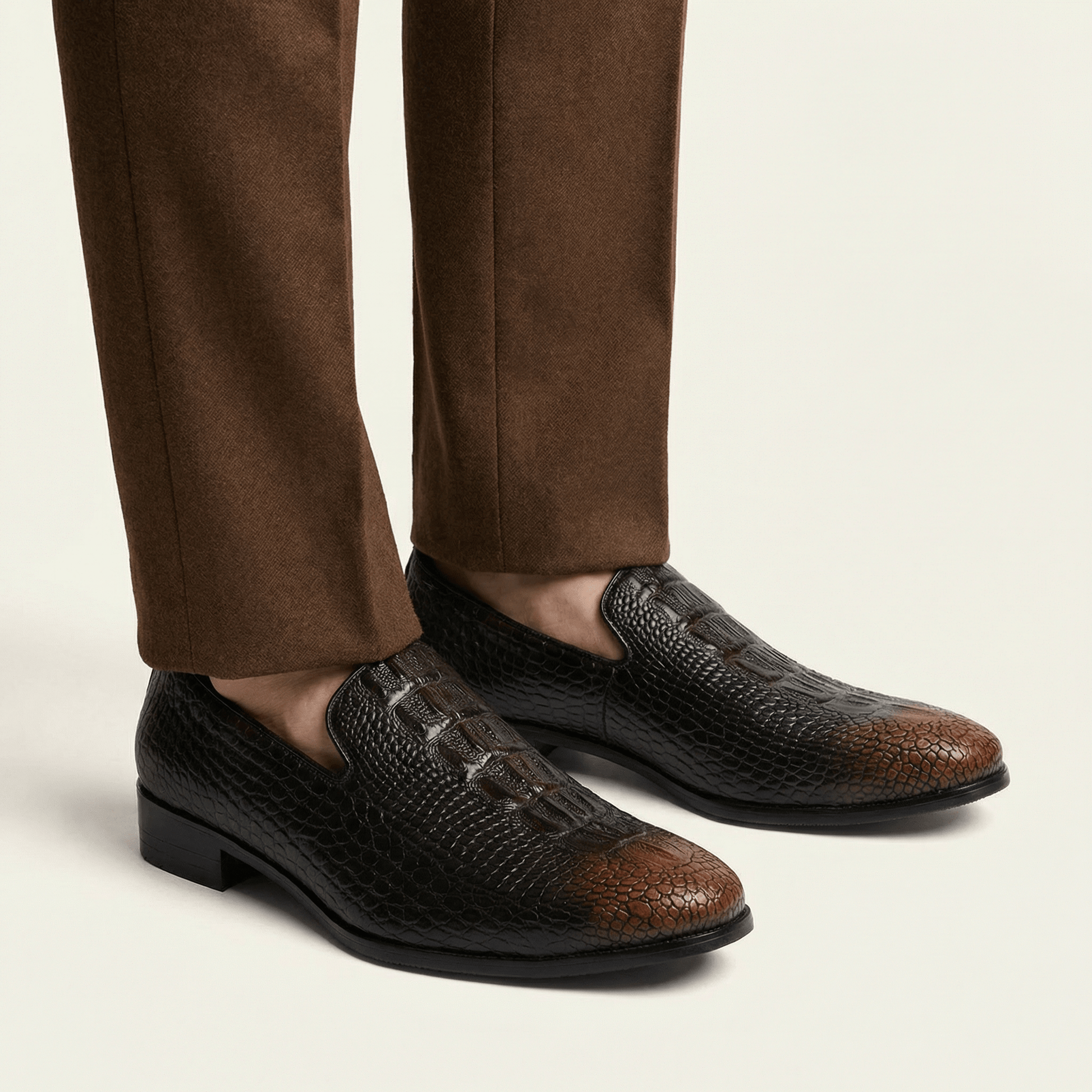 Mocassin Homme en Cuir Embossé effet Crocodile