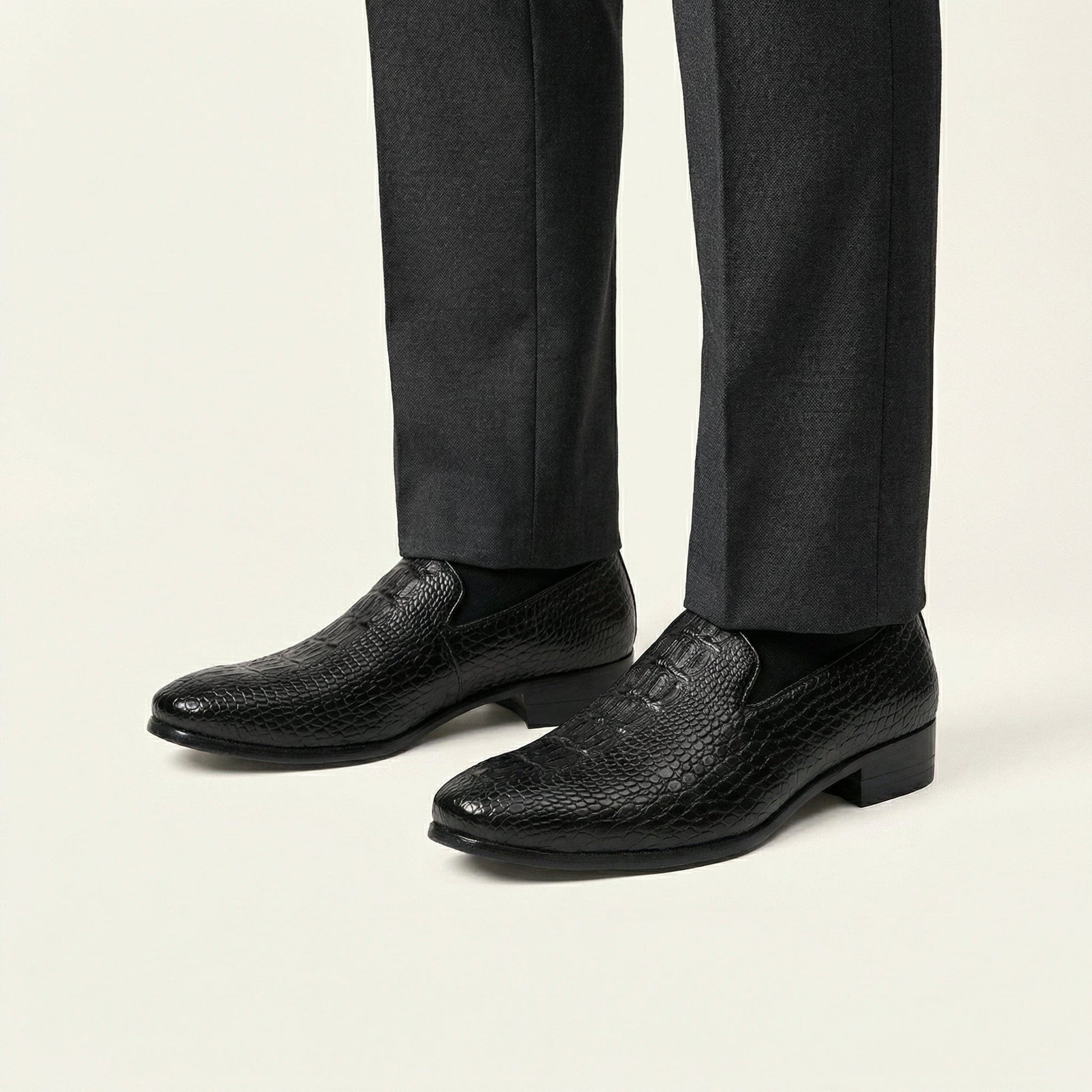 Mocassin Homme en Cuir Embossé effet Crocodile