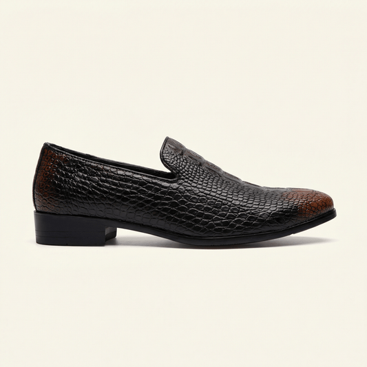 Mocassin Homme en Cuir Embossé effet Crocodile