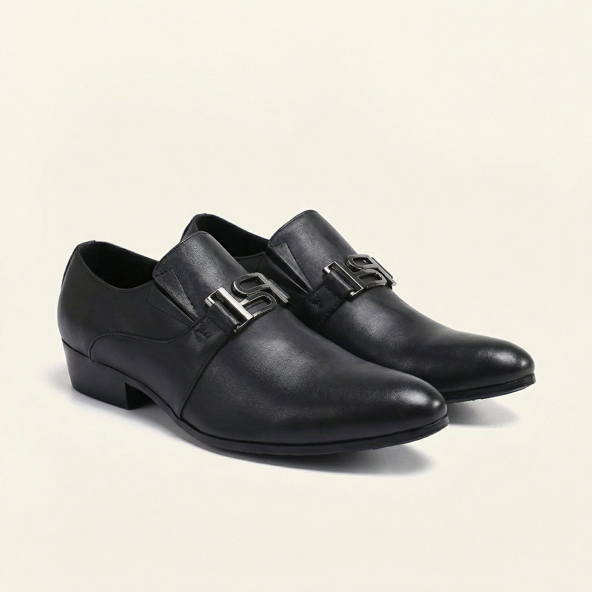Mocassin Homme Habillé Slip-on à Ornement Métallique en Cuir