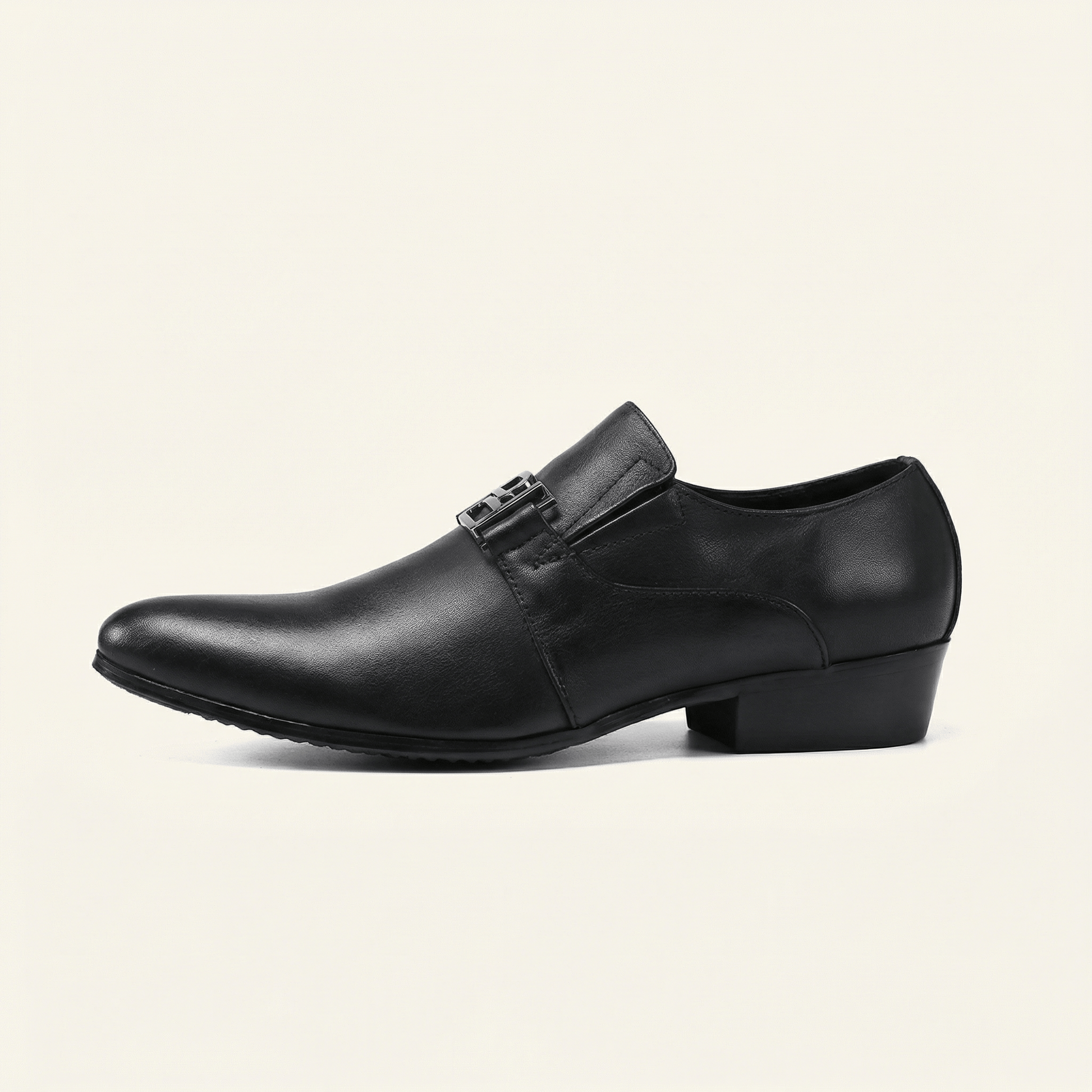 Mocassin Homme Habillé Slip-on à Ornement Métallique en Cuir