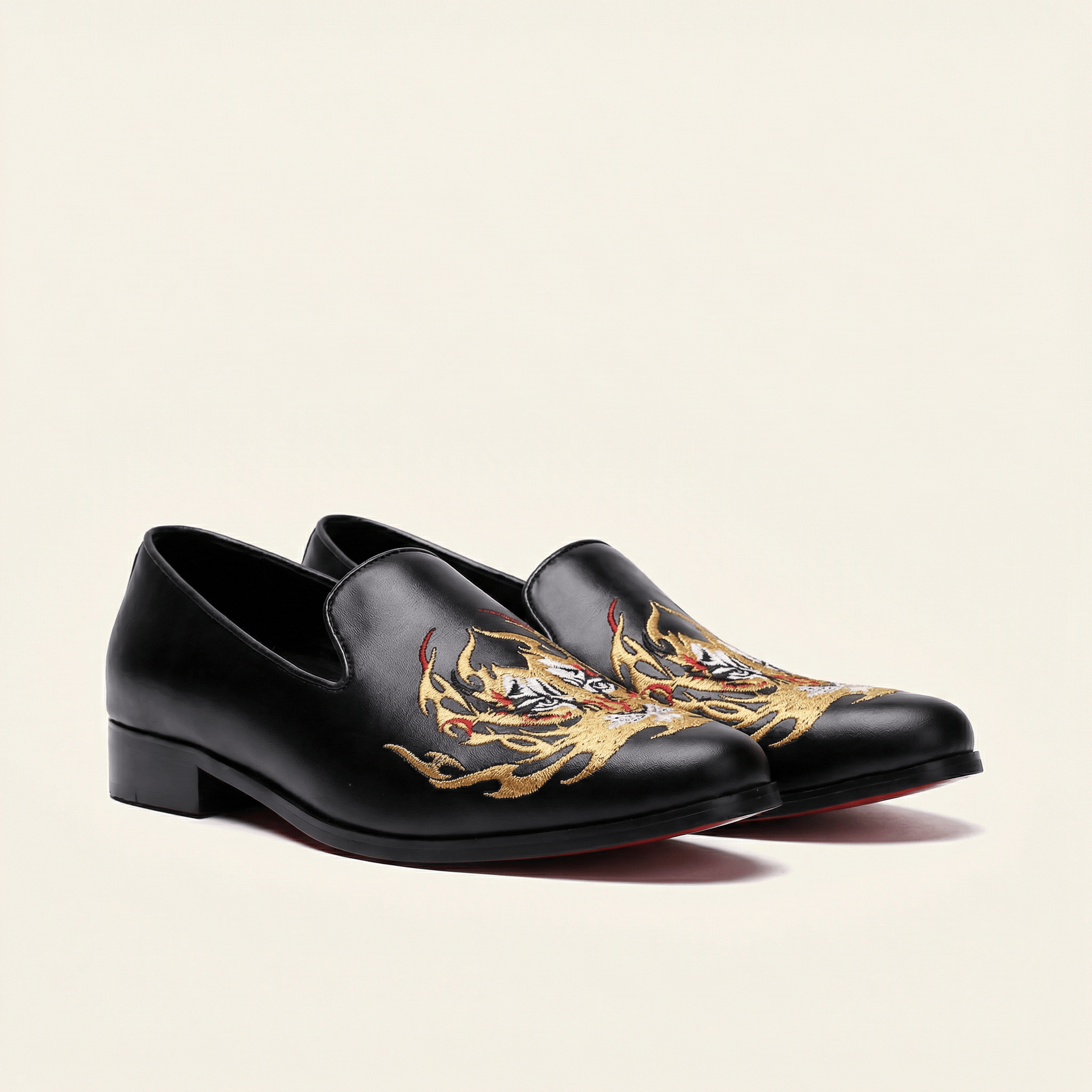 Mocassin Homme Mariage en Cuir Lisse Bordé Dragon