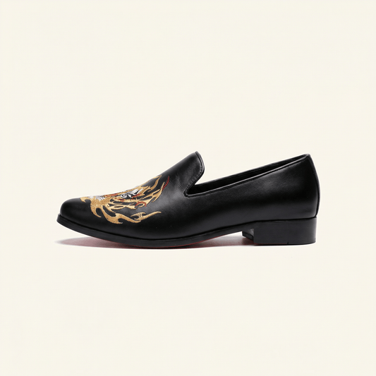 Mocassin Homme Mariage en Cuir Lisse Bordé Dragon