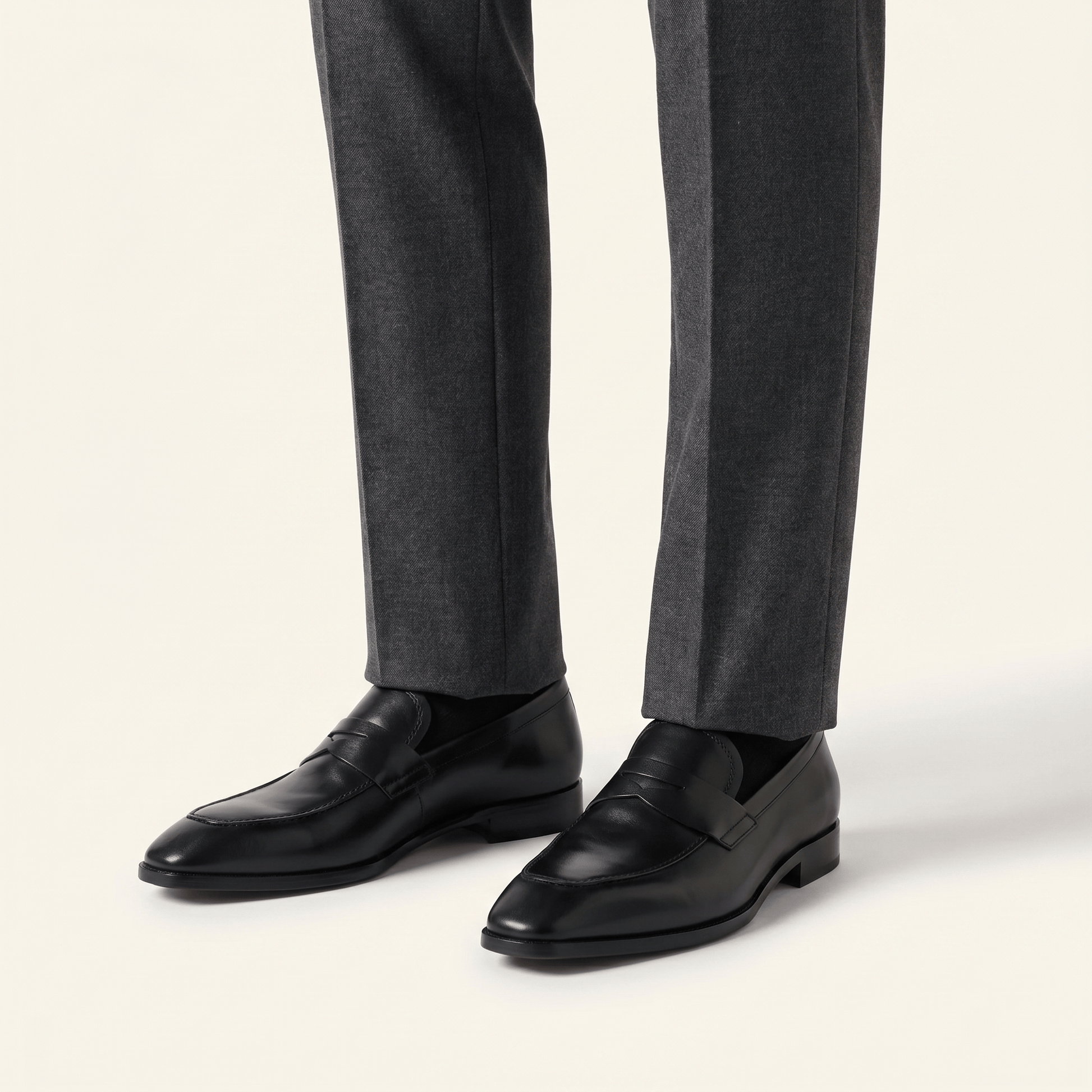 Mocassin Homme Penny Loafer Bout Effilé en Cuir Lisse