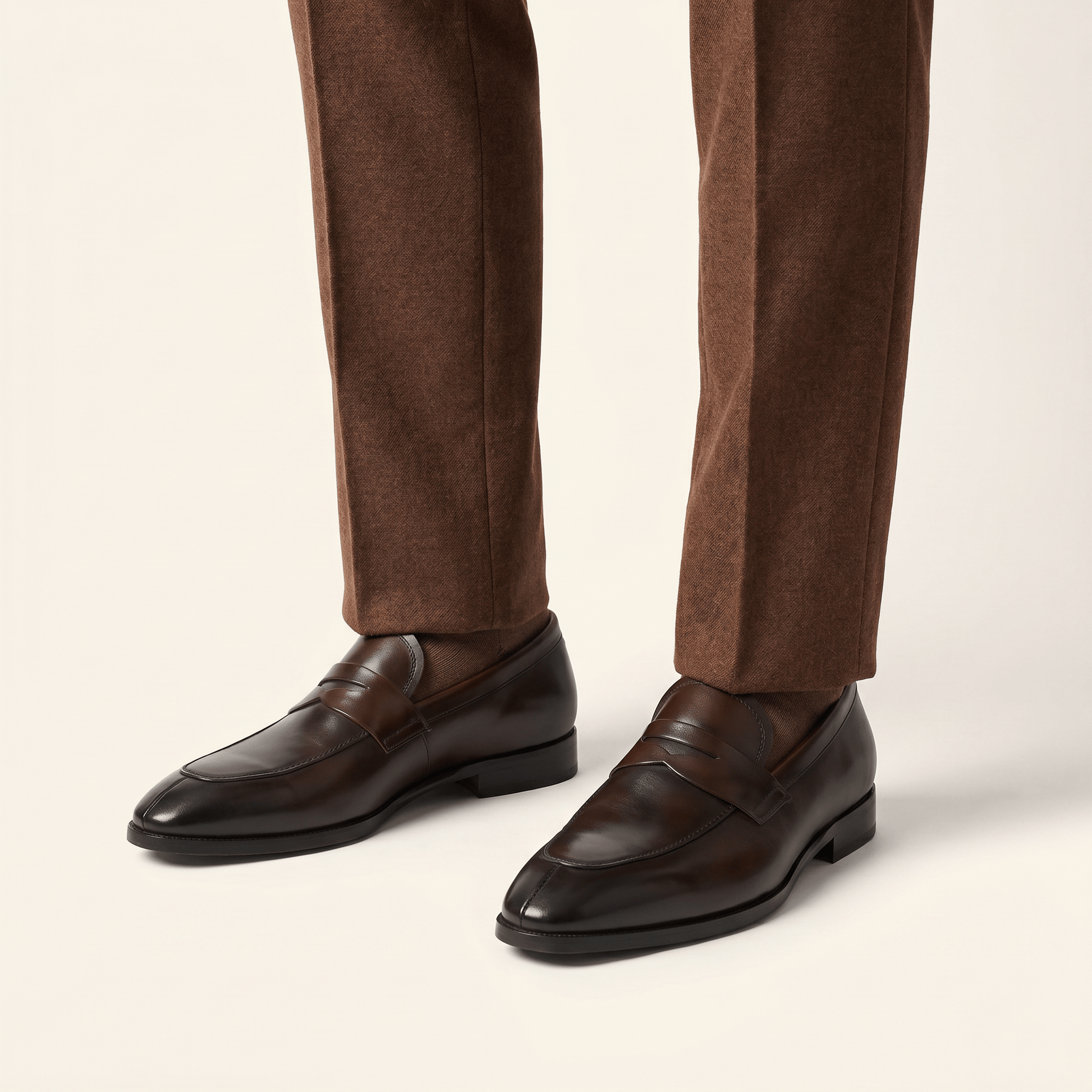 Mocassin Homme Penny Loafer Bout Effilé en Cuir Lisse
