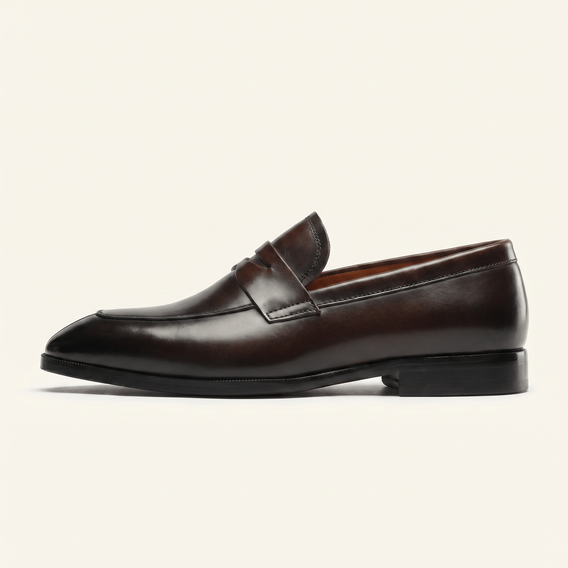 Mocassin Homme Penny Loafer Bout Effilé en Cuir Lisse