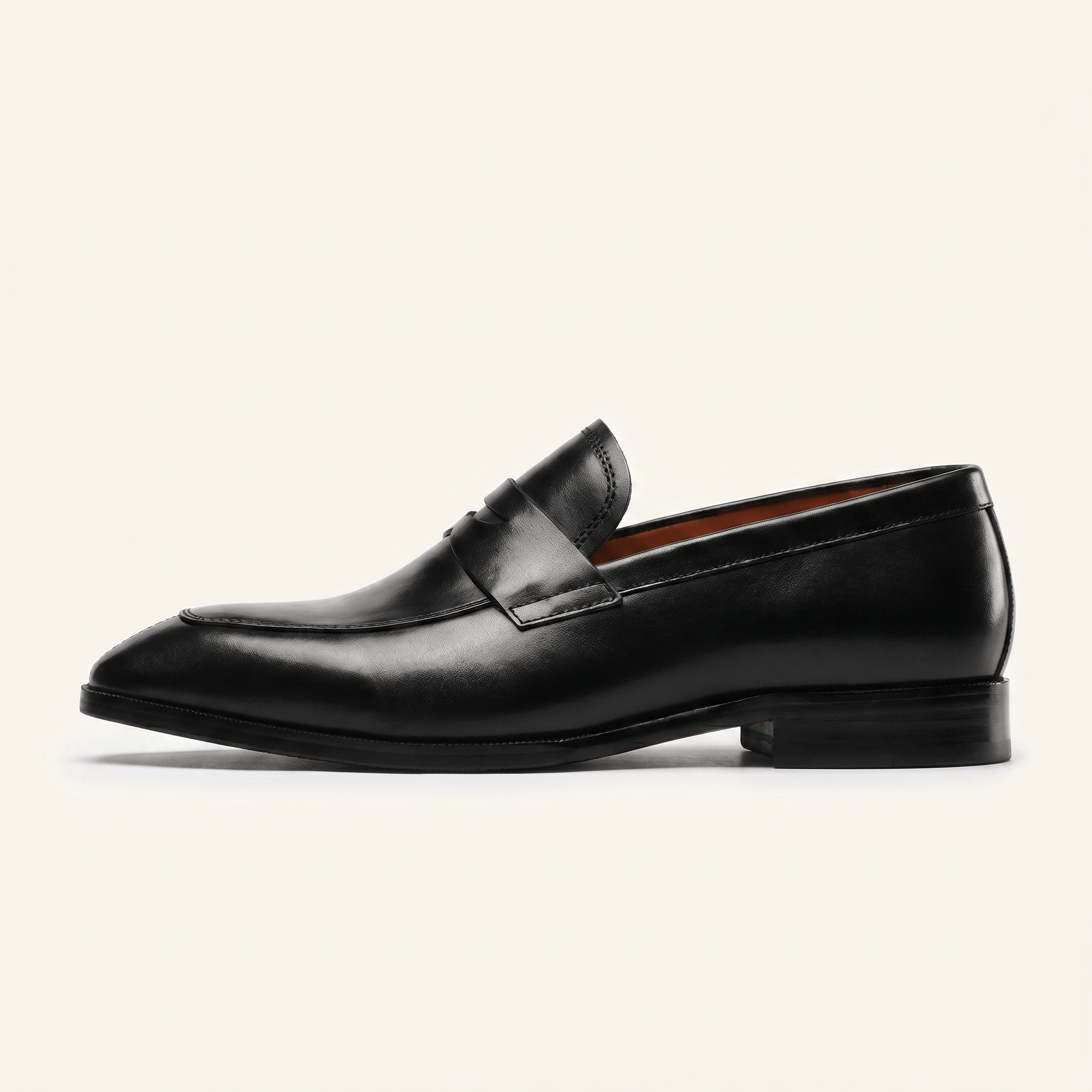 Mocassin Homme Penny Loafer Bout Effilé en Cuir Lisse