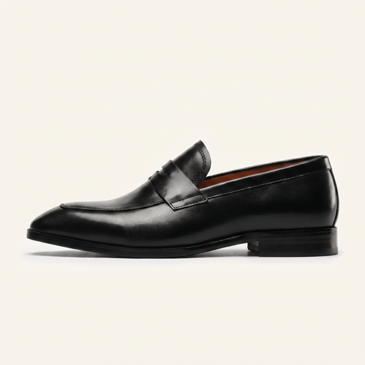 Mocassin Homme Penny Loafer Bout Effilé en Cuir Lisse