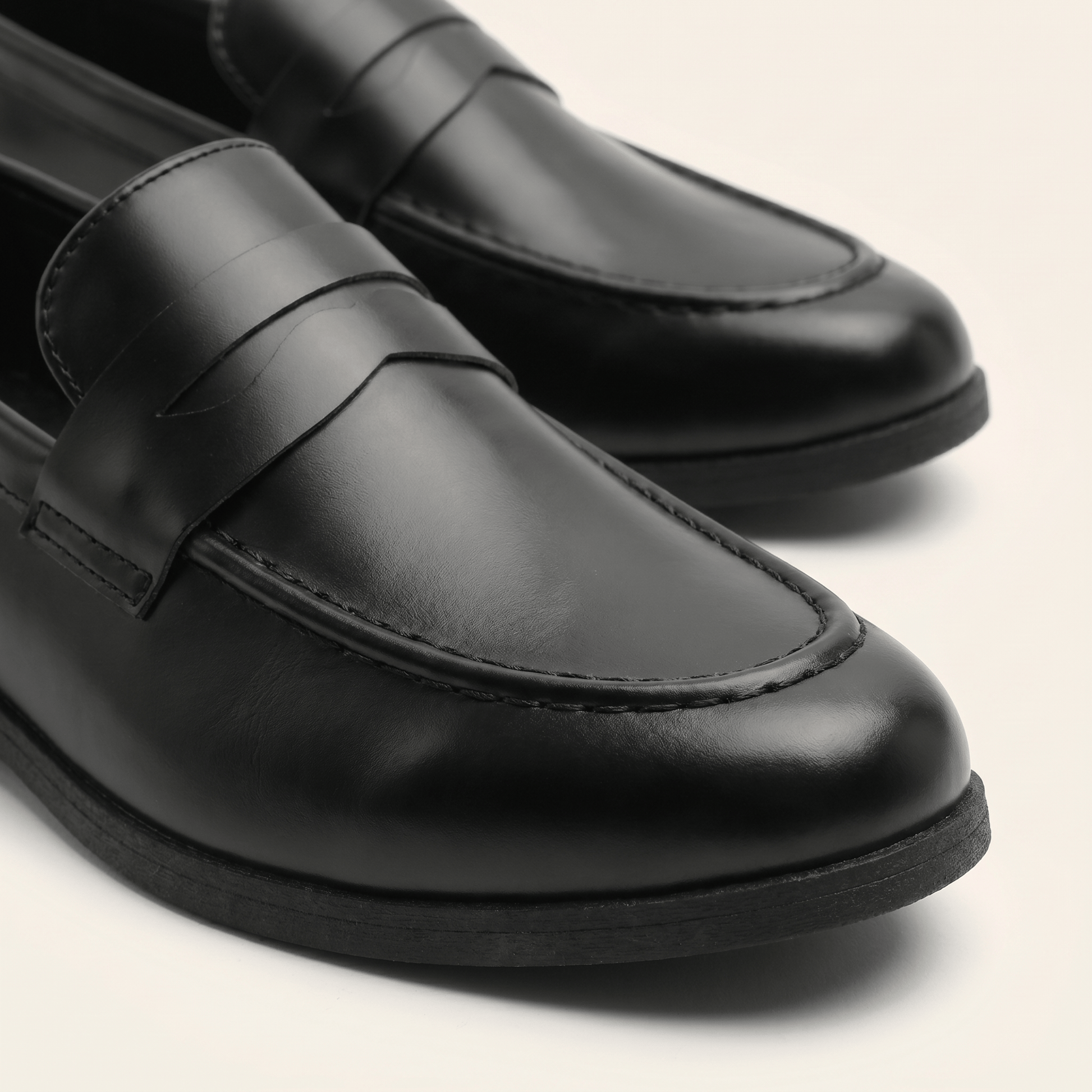 Mocassin Homme Penny Loafer Classique en Cuir Lisse Noir