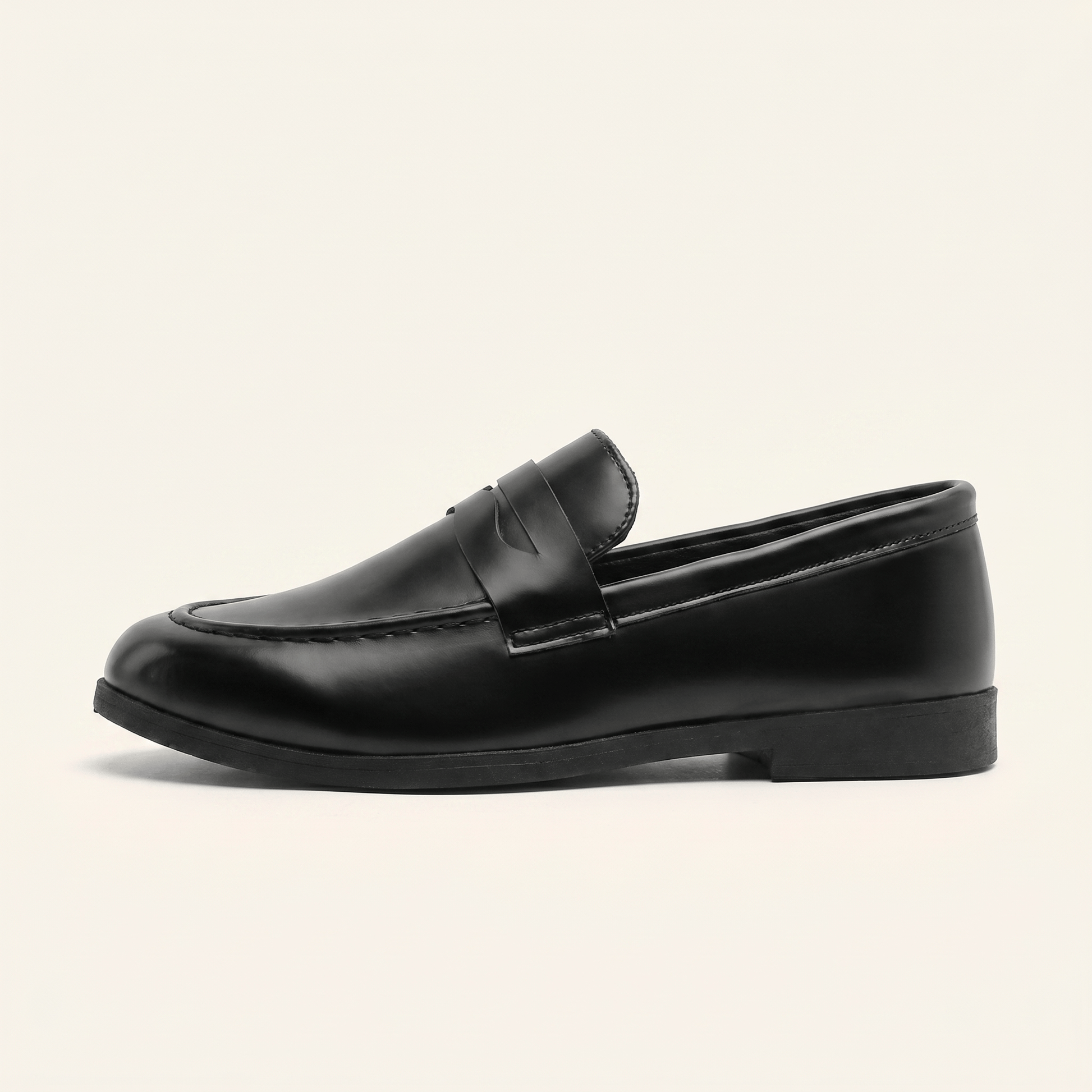 Mocassin Homme Penny Loafer Classique en Cuir Lisse Noir
