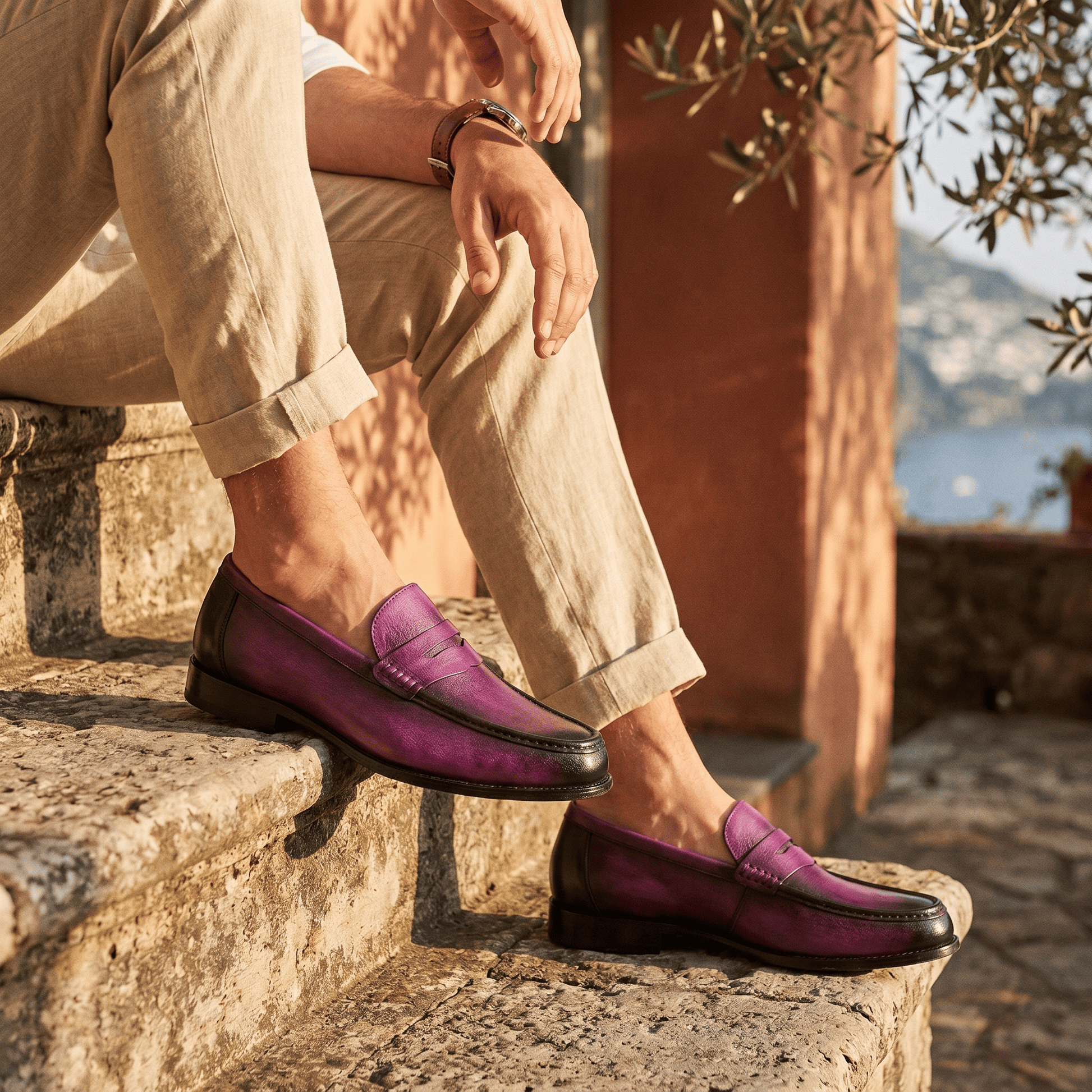 Mocassin Femme en Suédine à Couture Contrastée