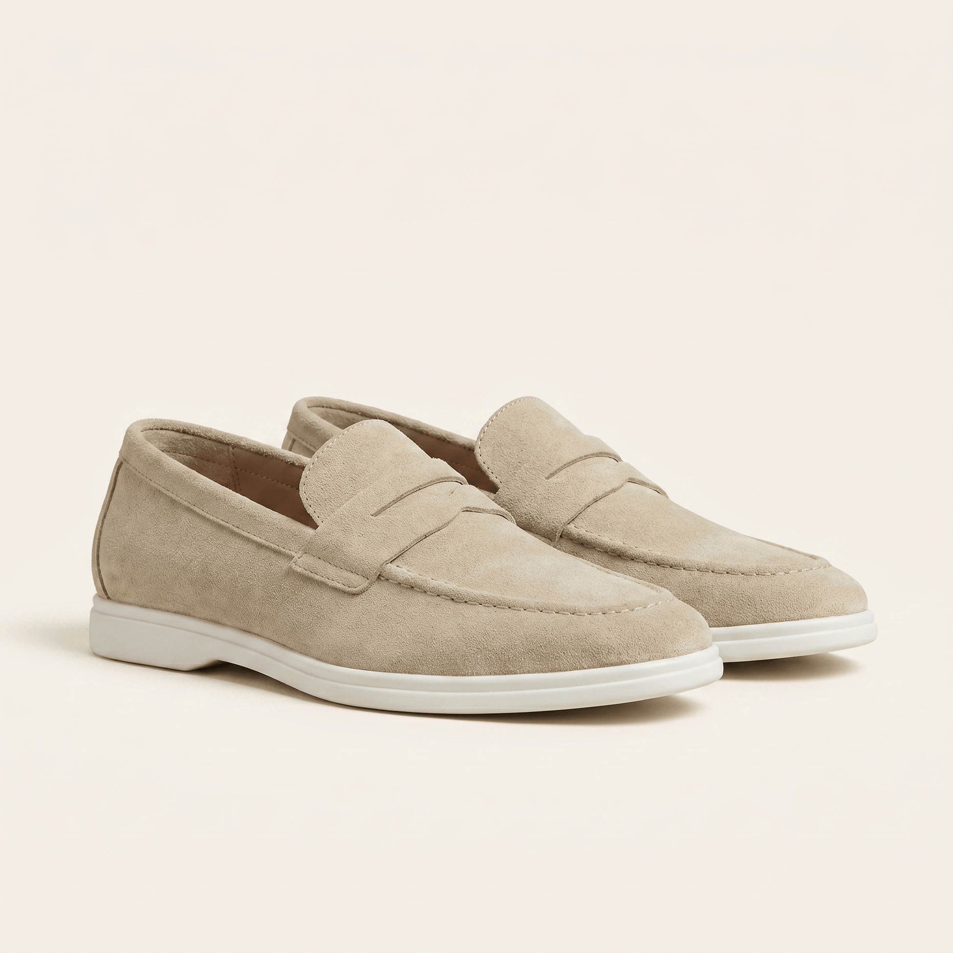 Mocassin Homme Penny Loafer en Daim à Semelle Contrastée