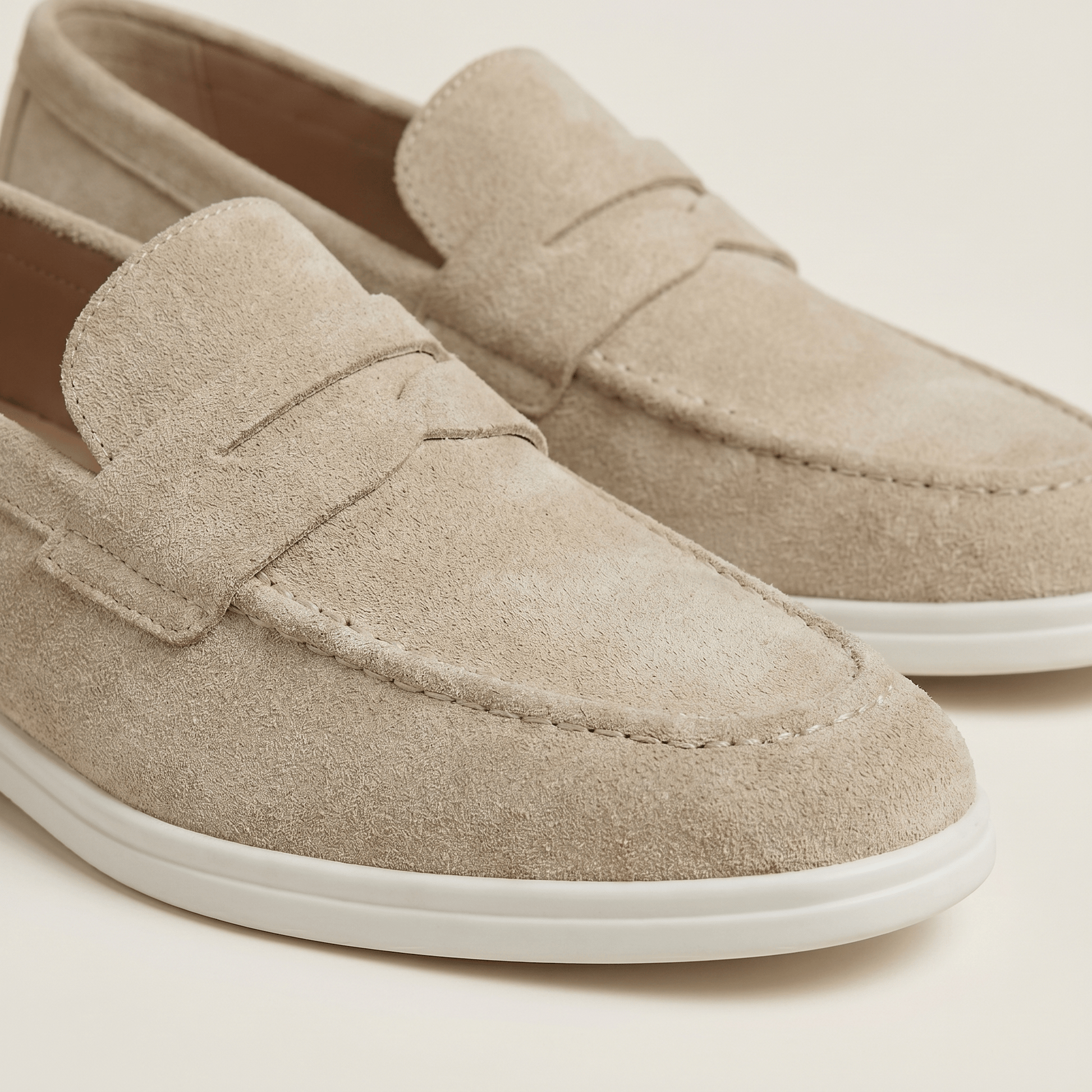 Mocassin Homme Penny Loafer en Daim à Semelle Contrastée